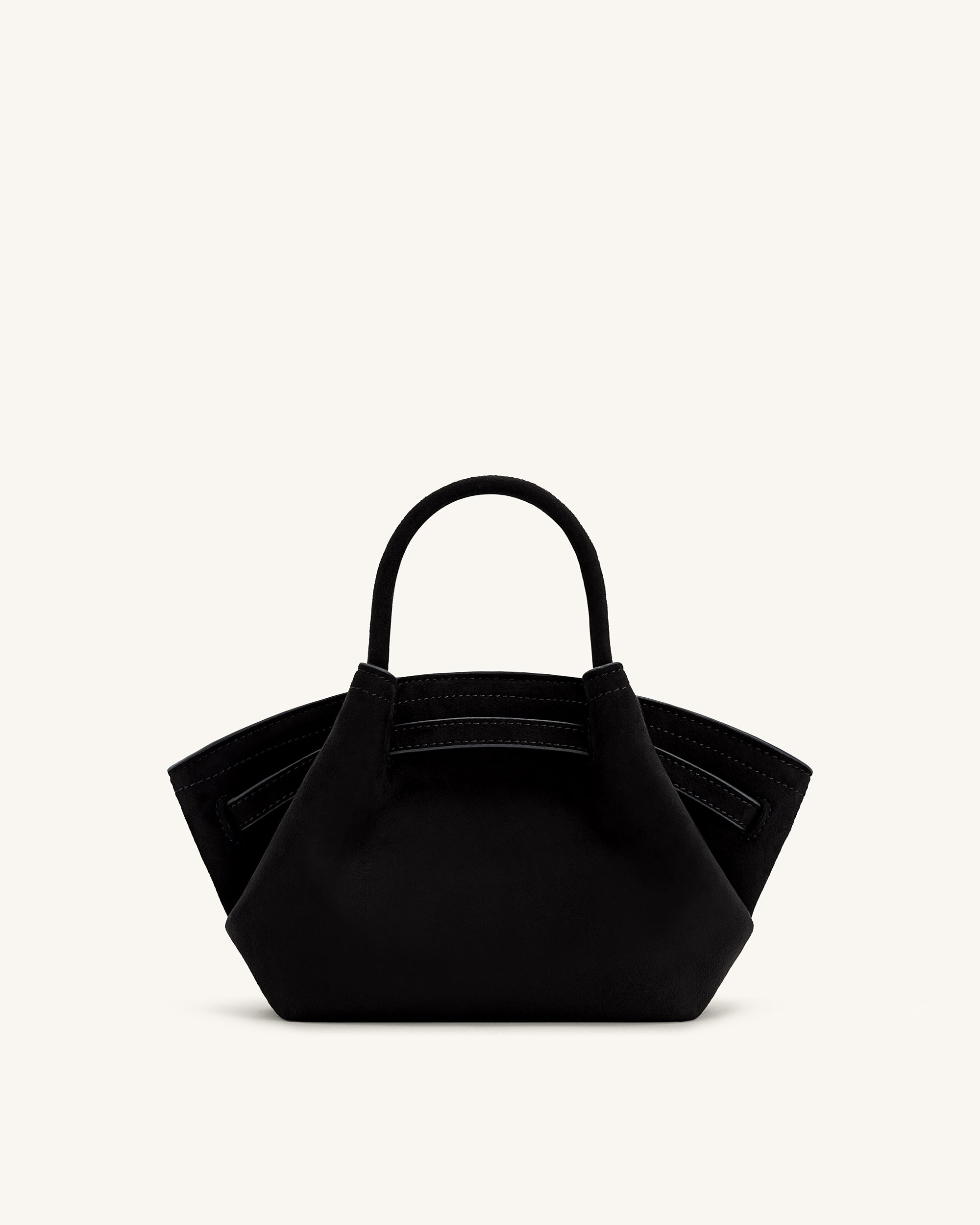 Hana Mini Faux Suede Tote Bag - Black - Image 5