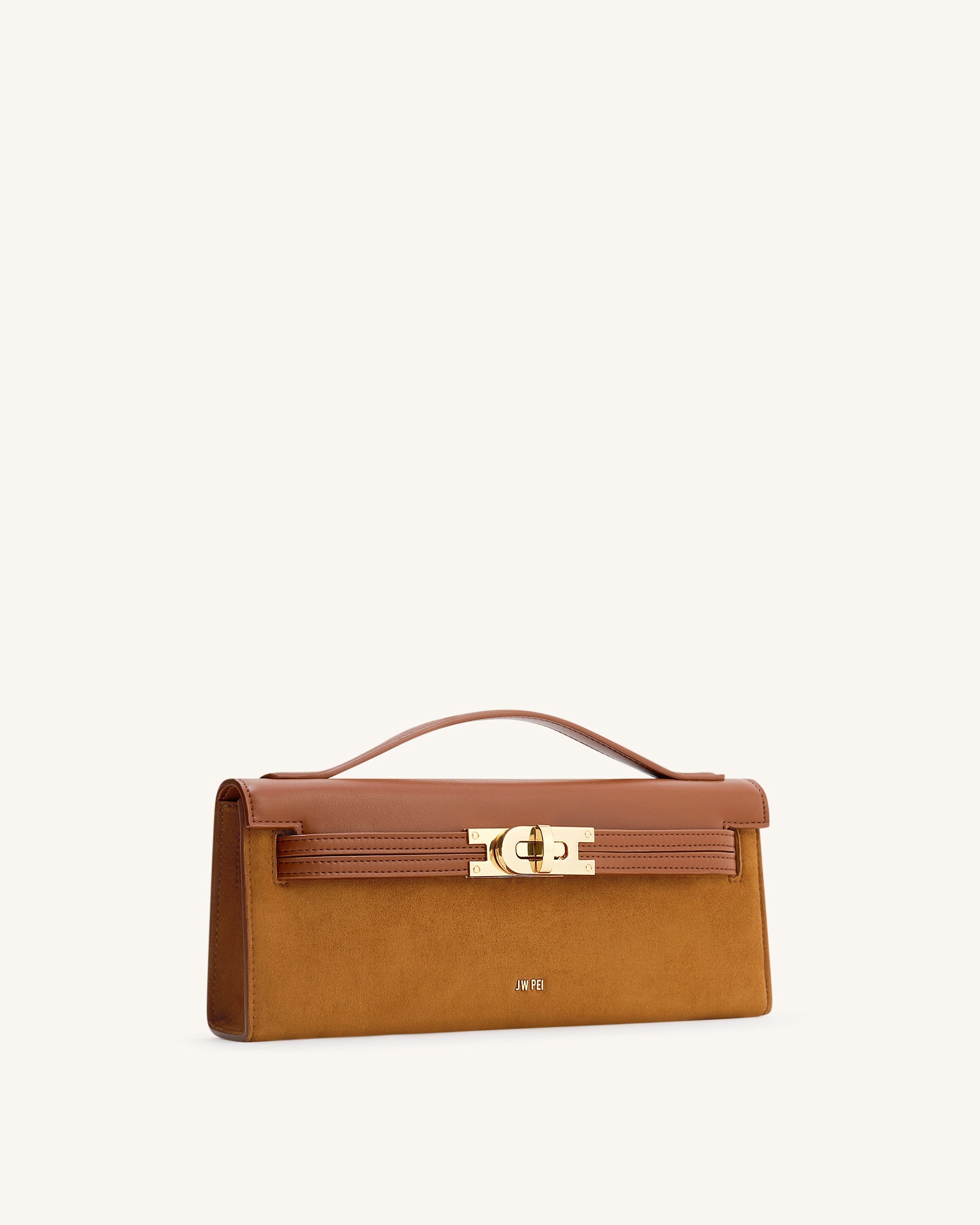 Bria Faux Suede Structured Top Handle Bag - Brown - Image 2