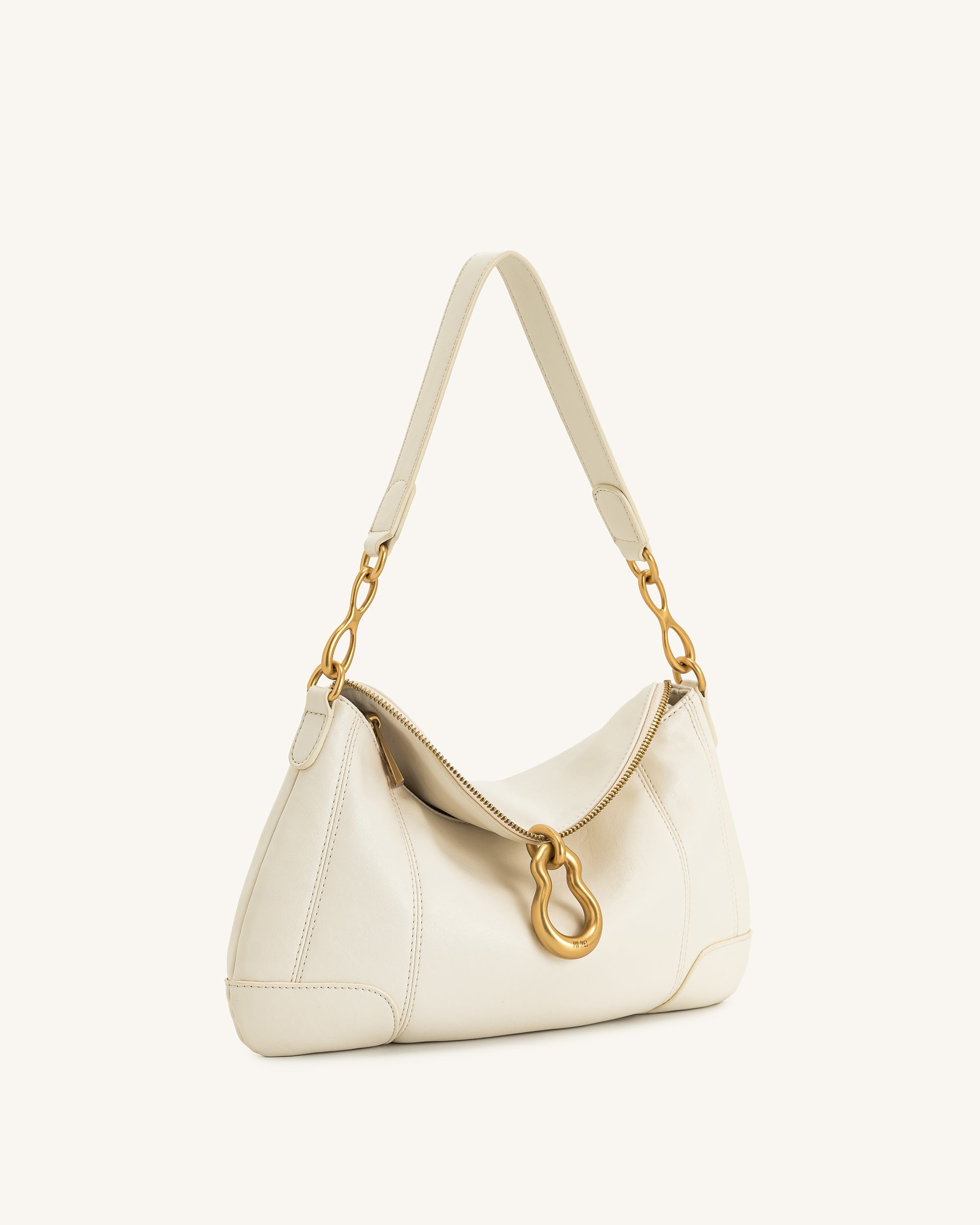 Jayla Metal Pendant Embellished Shoulder Bag - White - Image 2