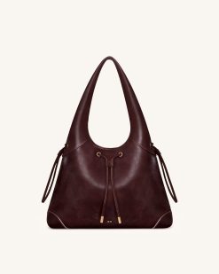 Celandra Drawstring Hobo Bag - Deep Burgundy