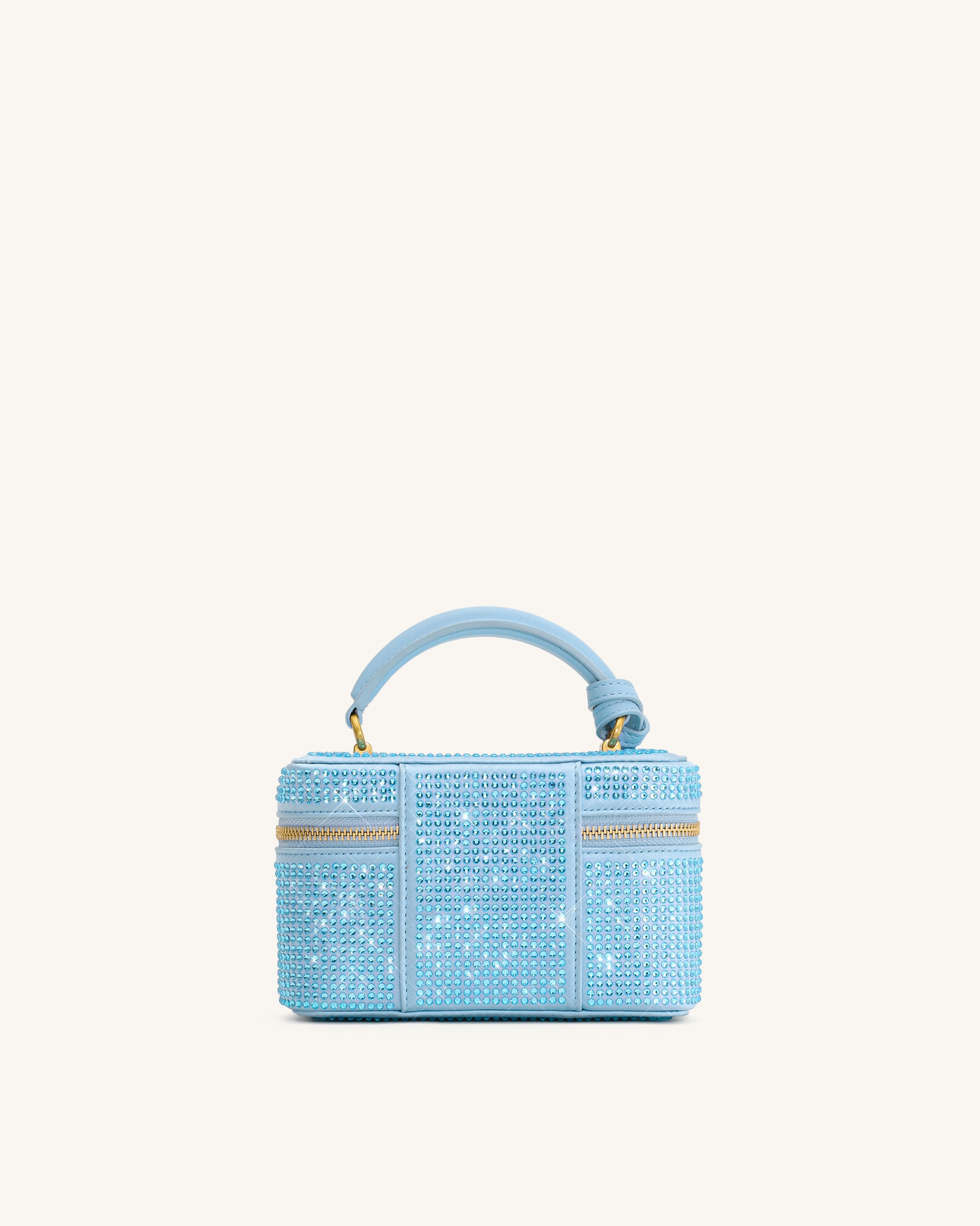Cleo Artificial Crystal Box Shape Top Handle Bag - Blue - Image 3