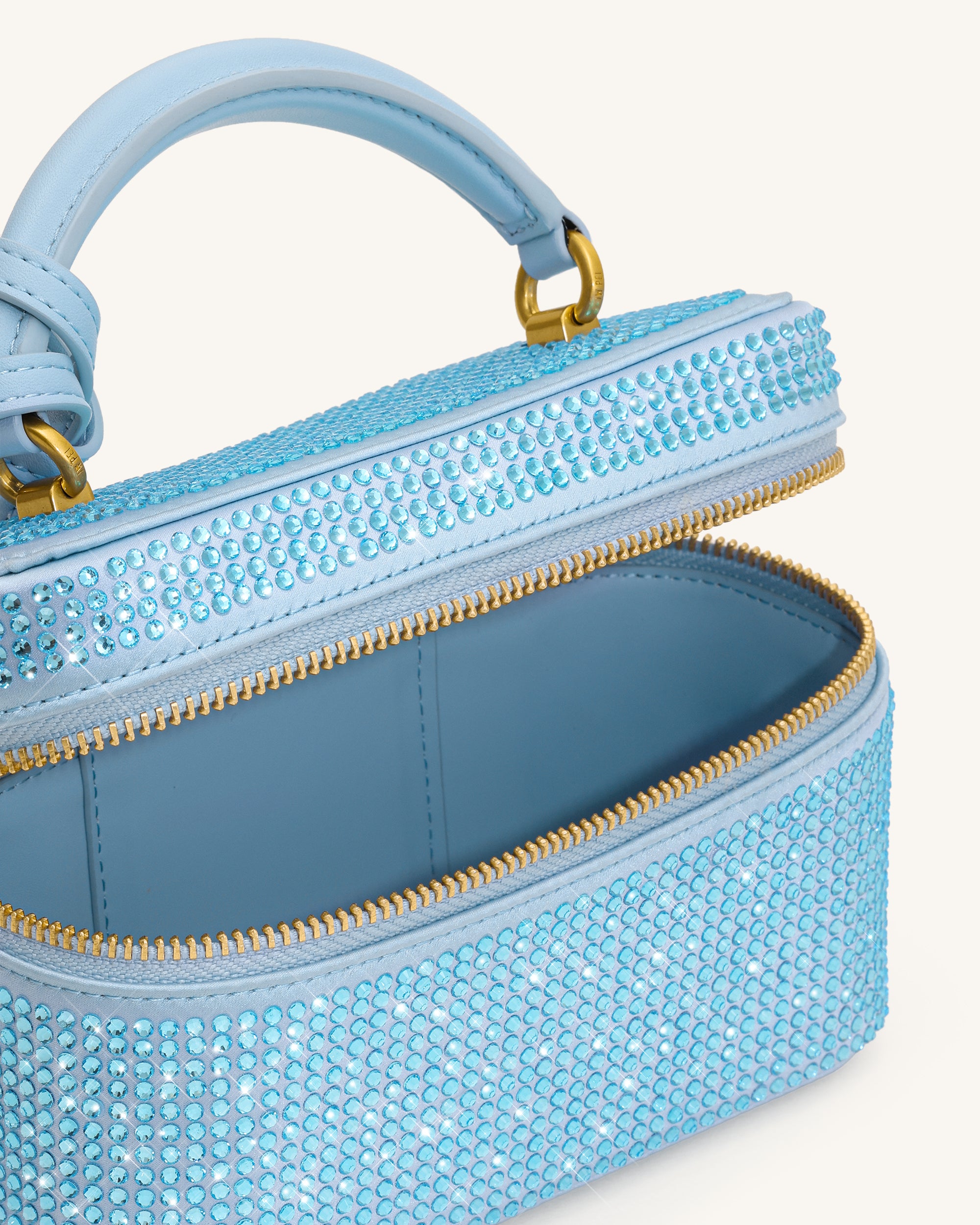 Cleo Artificial Crystal Box Shape Top Handle Bag - Blue - Image 4