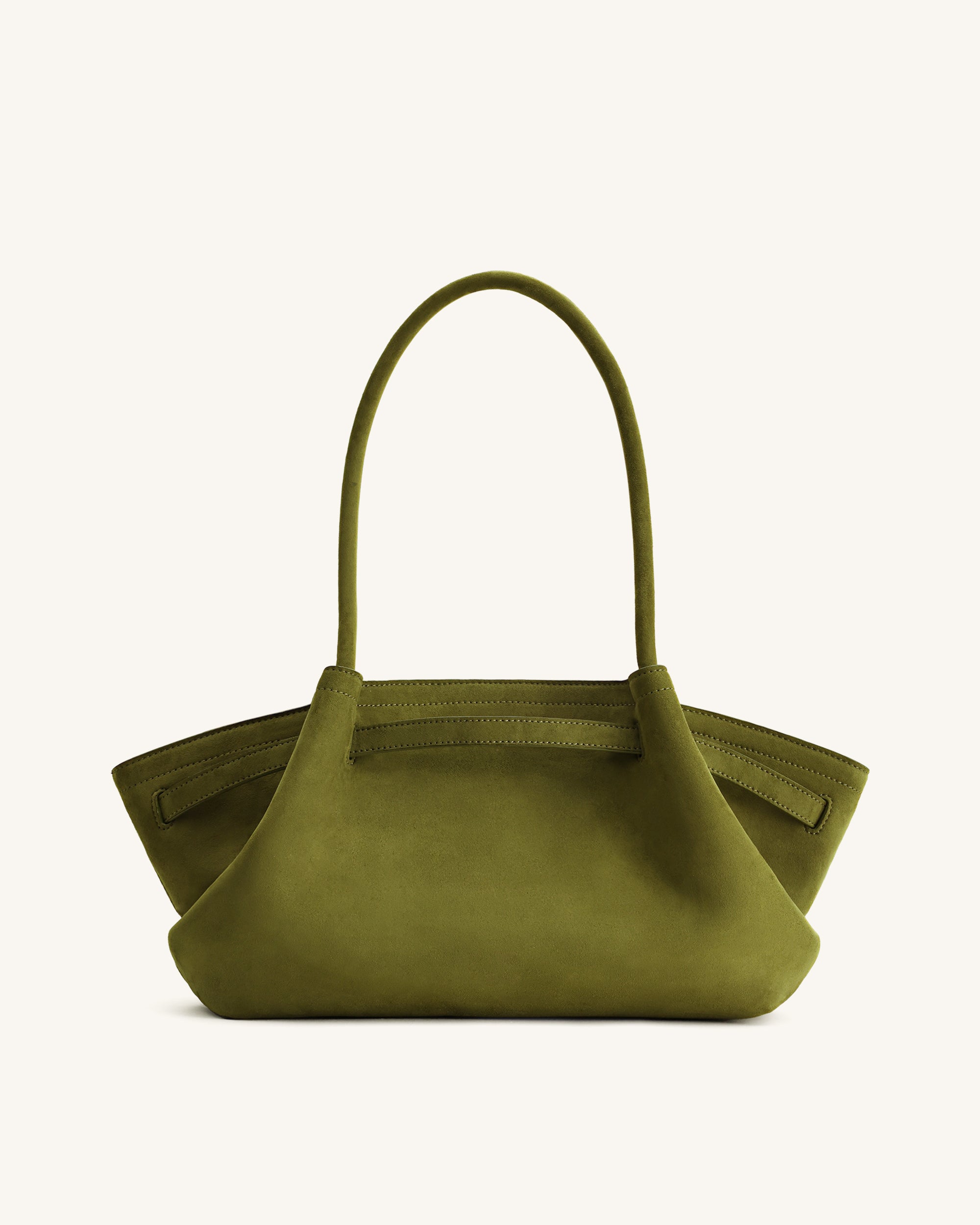 Hana Wide Faux Suede Tote Bag - Olive Green - Image 4