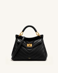 Lucia Classic Top Handle Bag - Jet Black