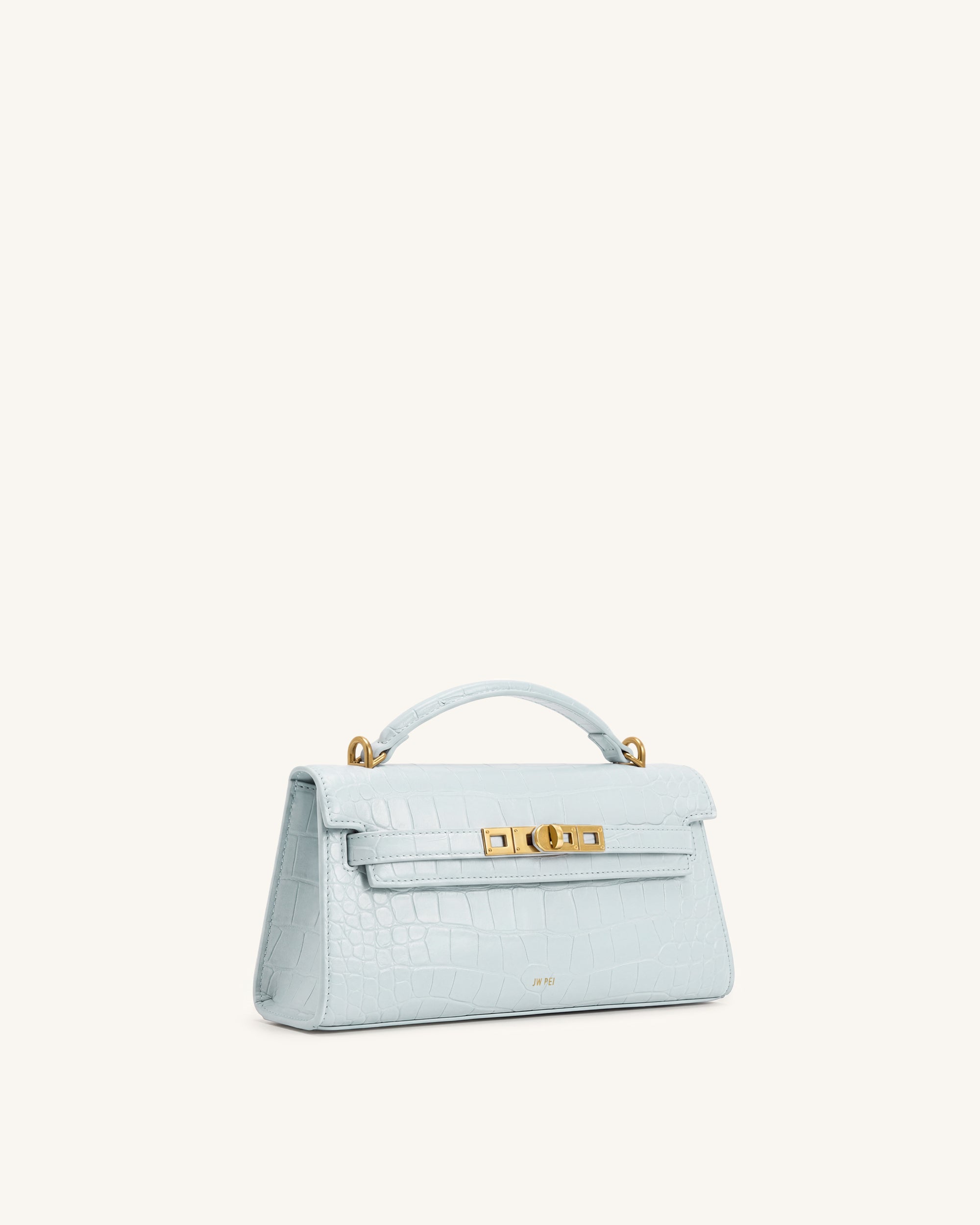 Noor Top Handle Bag - Blue Croc - Image 2