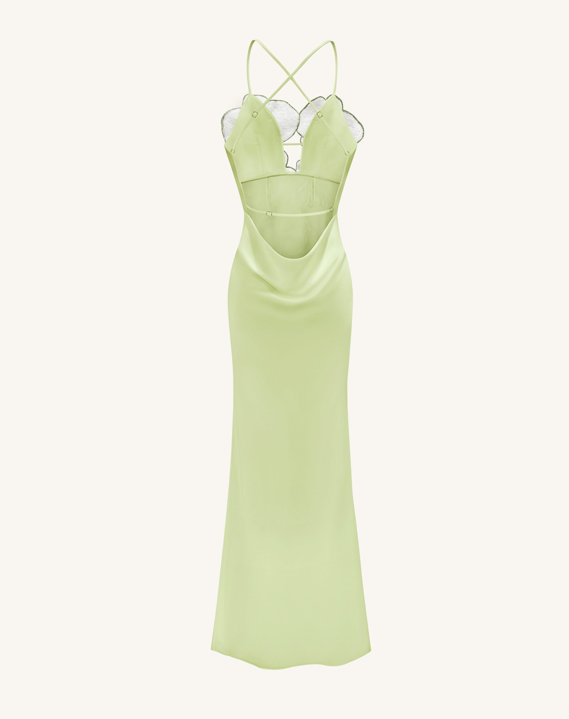 Orchid Embroidered Dress - Light Green/Ivory - Image 4