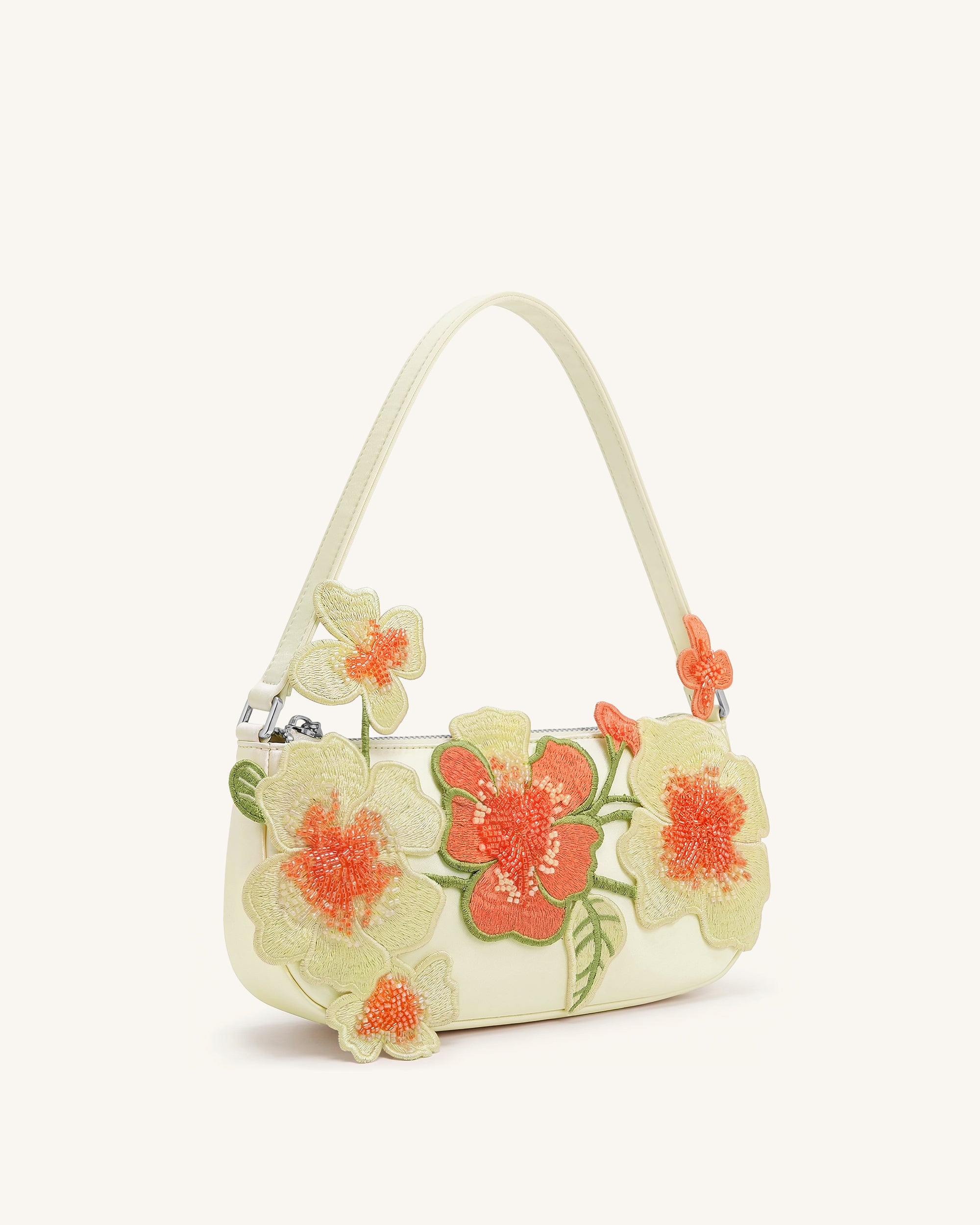 Leona Bead Embellished Shoulder Bag - Off White - Image 2