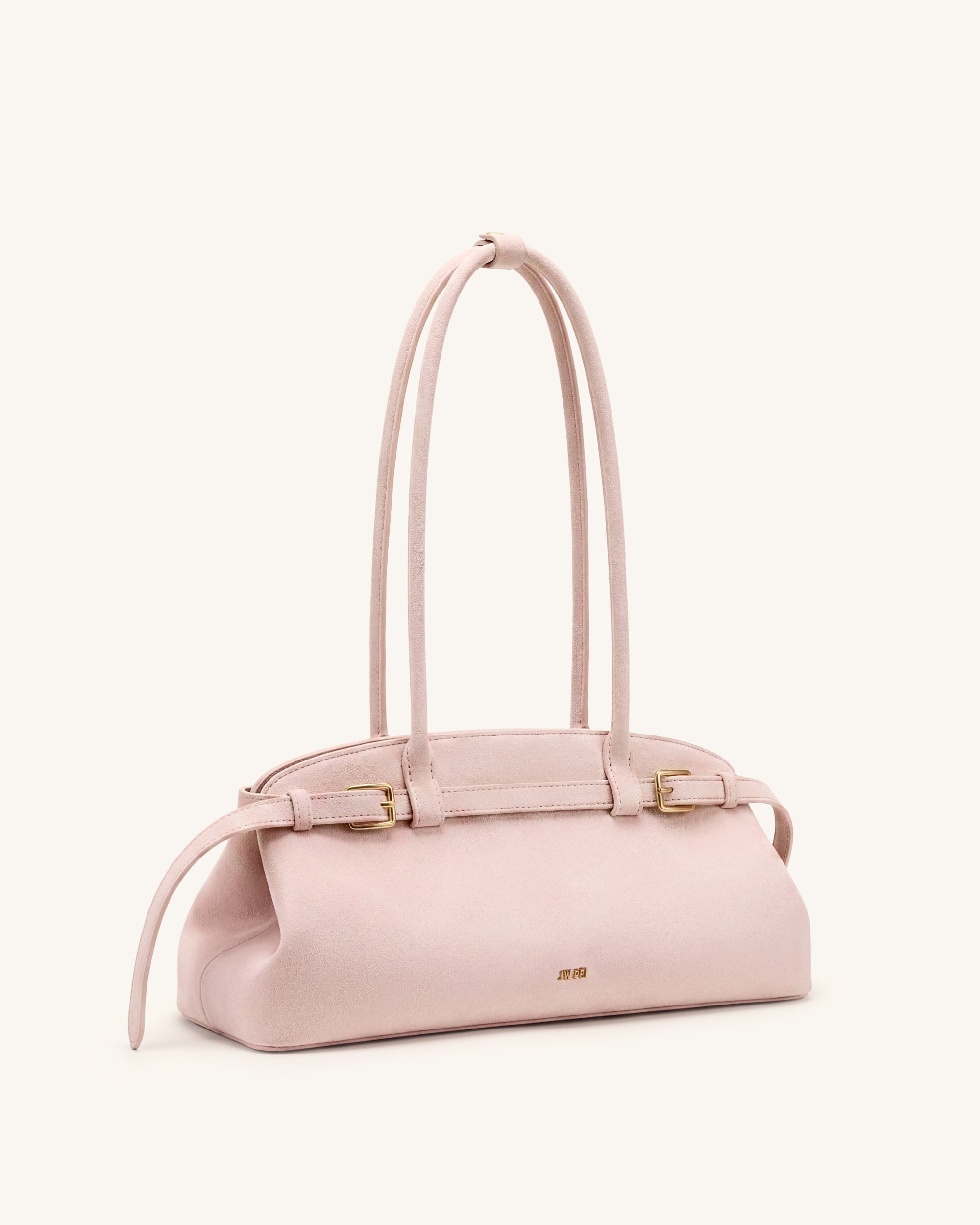 Arden Faux Suede Belt Detail East-West Shoulder Bag - Pink - Image 2