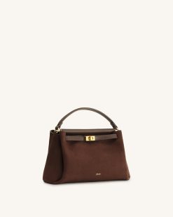 Alternative view of Carmen Faux Suede Top Handle Bag - Dark Brown