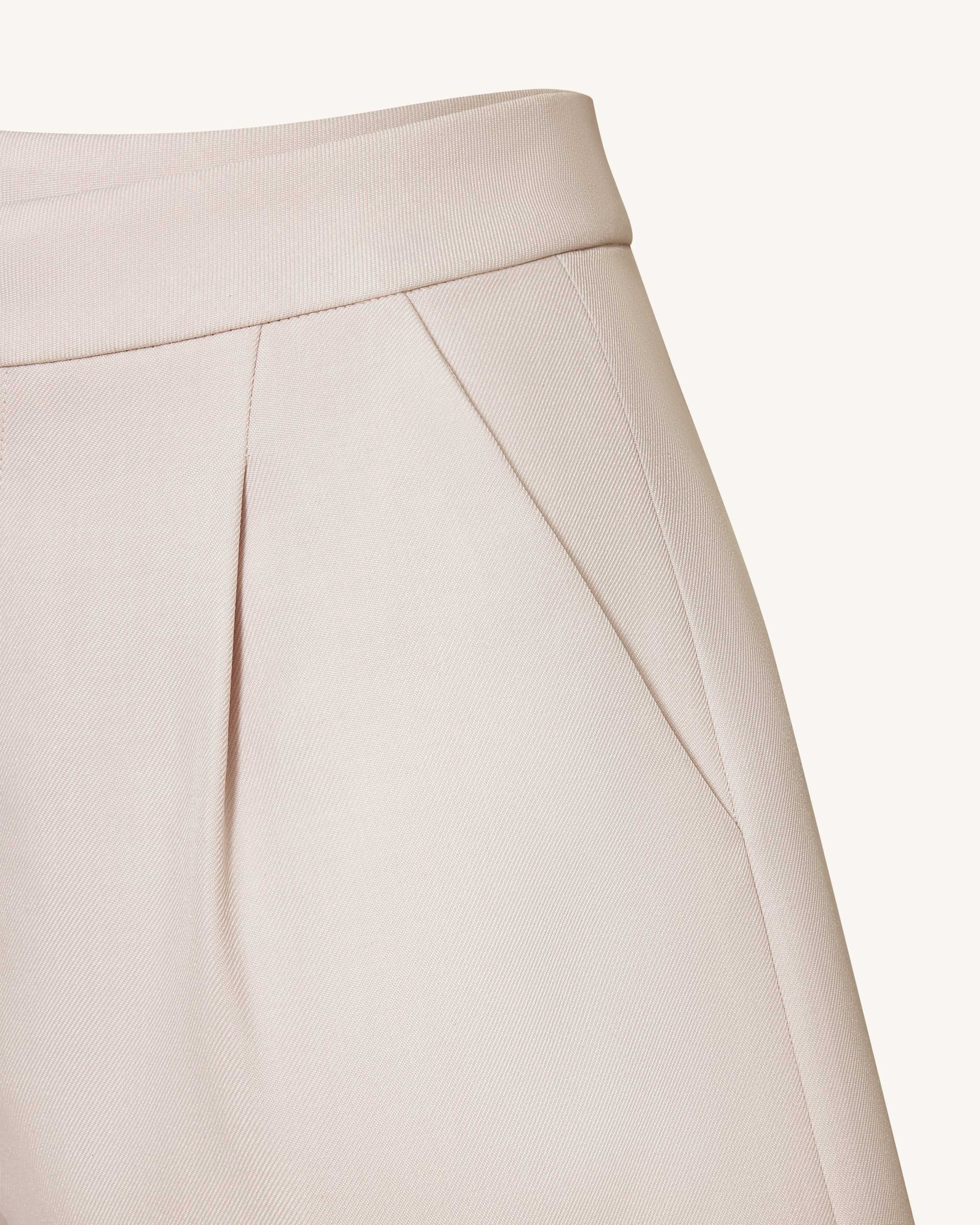 Woven Cotton Tailored Shorts - Beige - Image 5