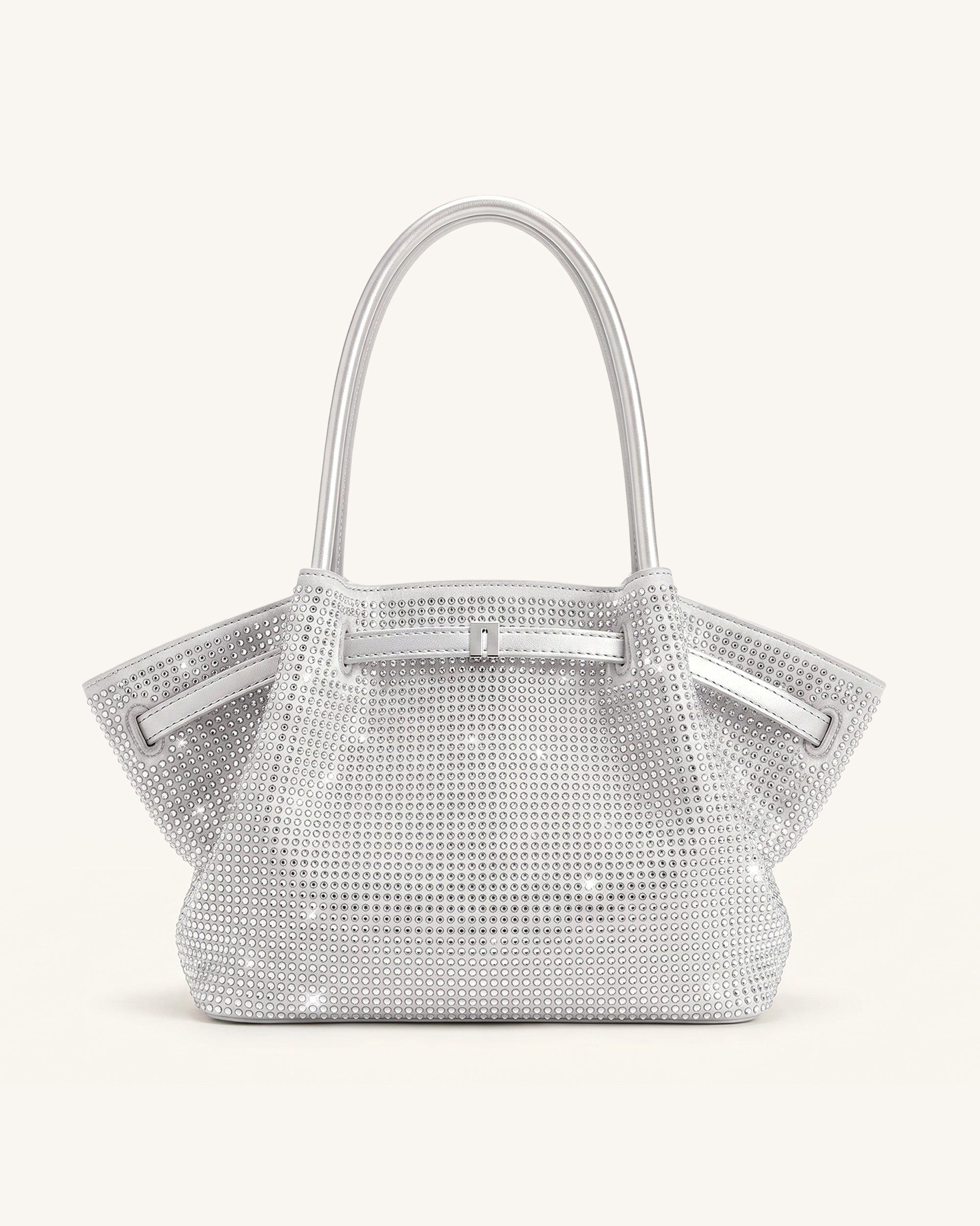 Hana Large Artificial Crystal Tote Bag - Silver
