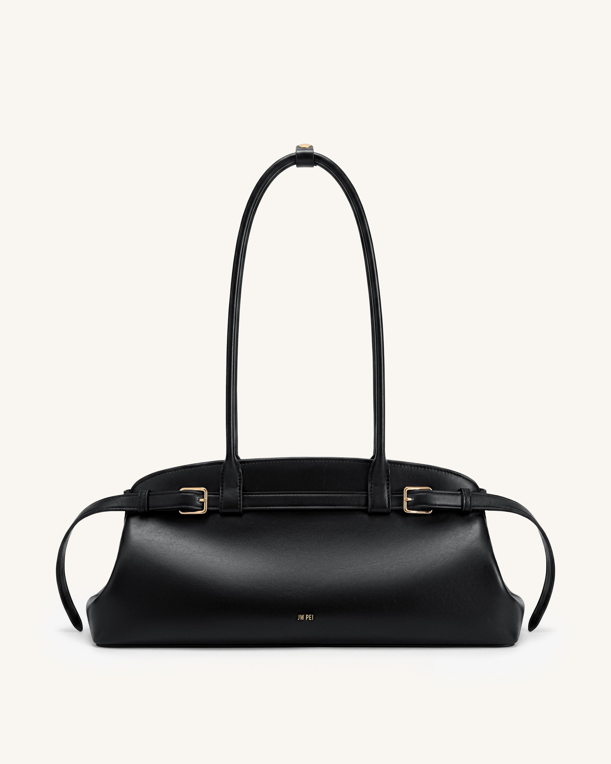 Arden Belt Detail East-West Shoulder Bag - Black