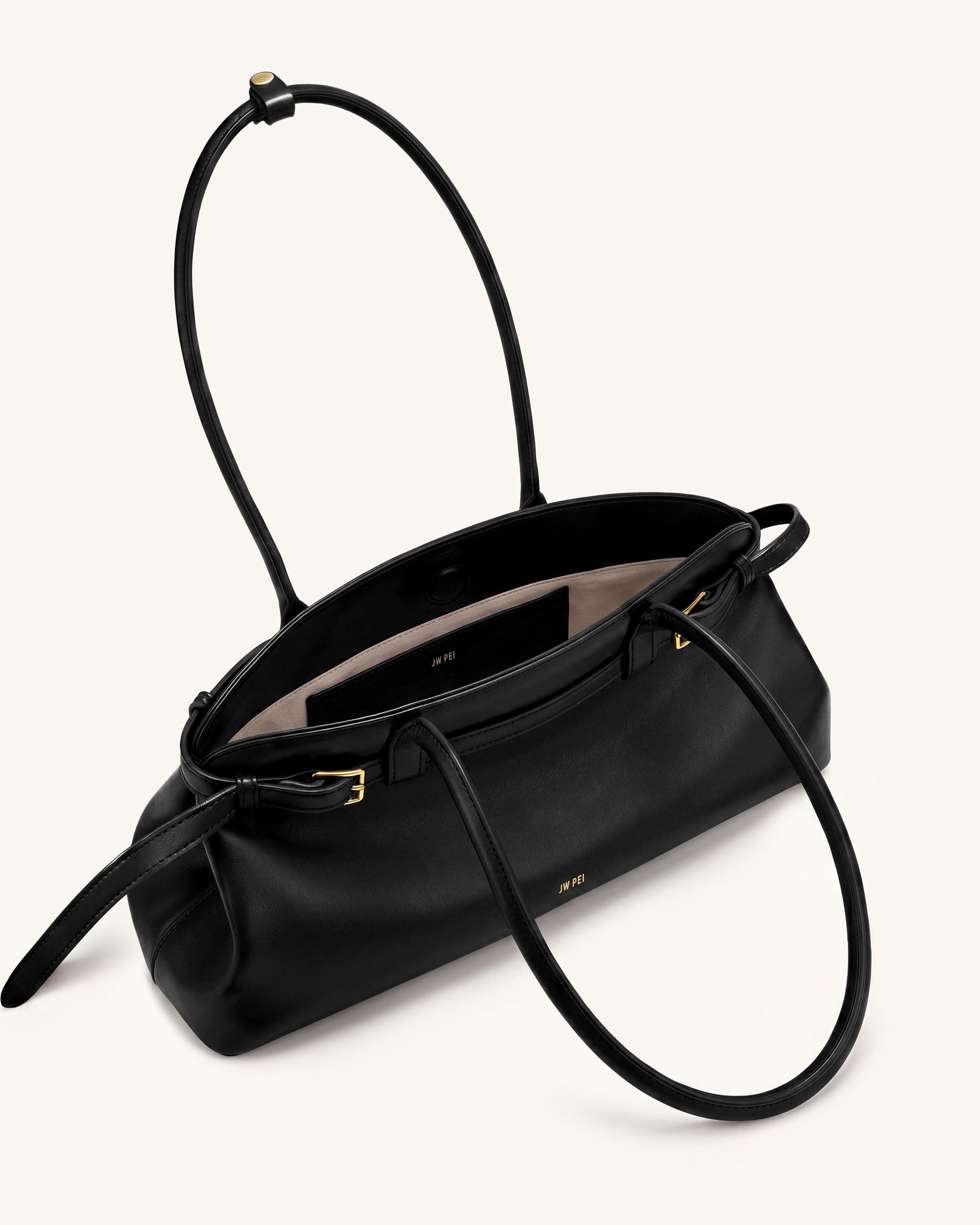 Arden Belt Detail East-West Shoulder Bag - Black - Image 4