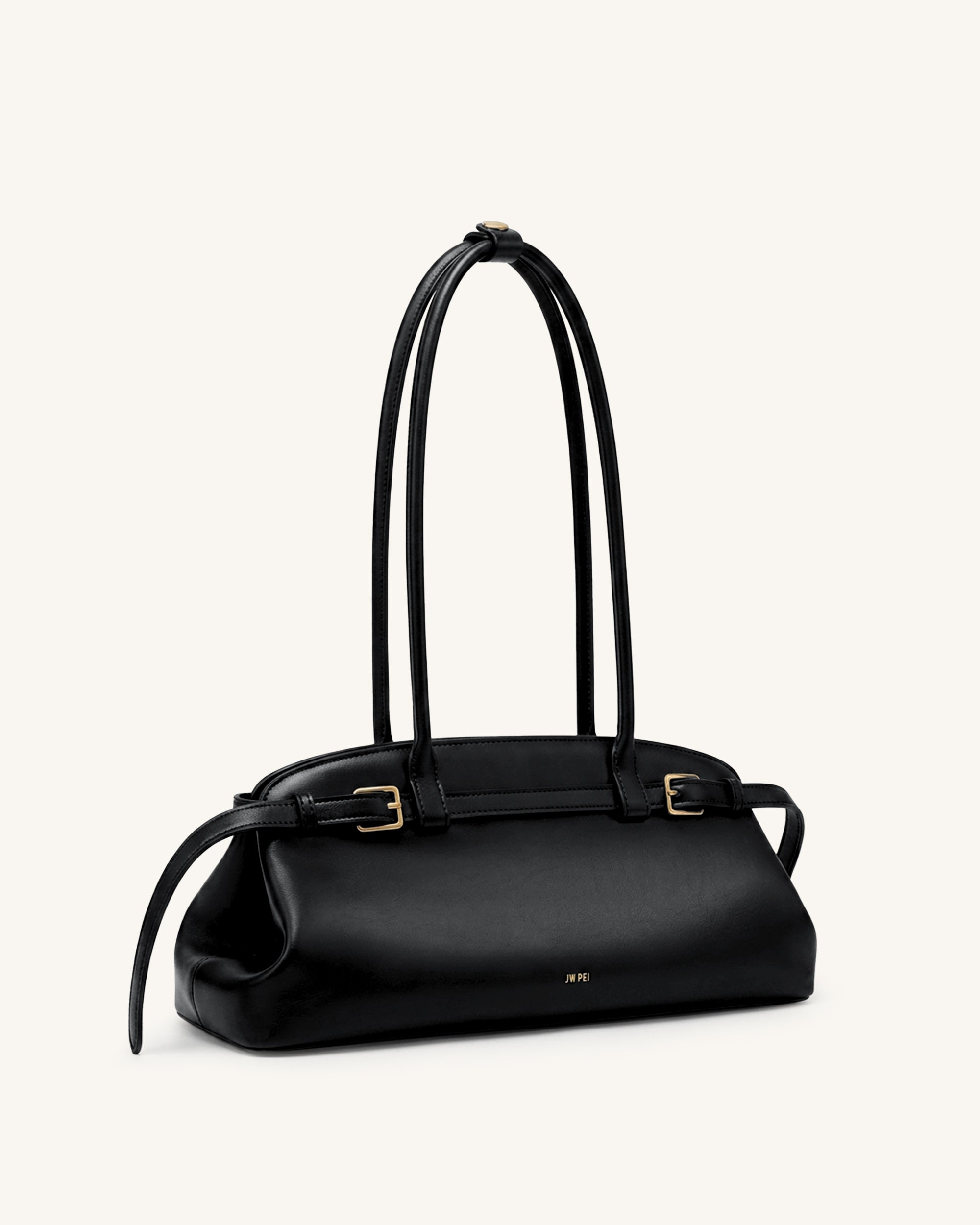 Arden Belt Detail East-West Shoulder Bag - Black - Image 2