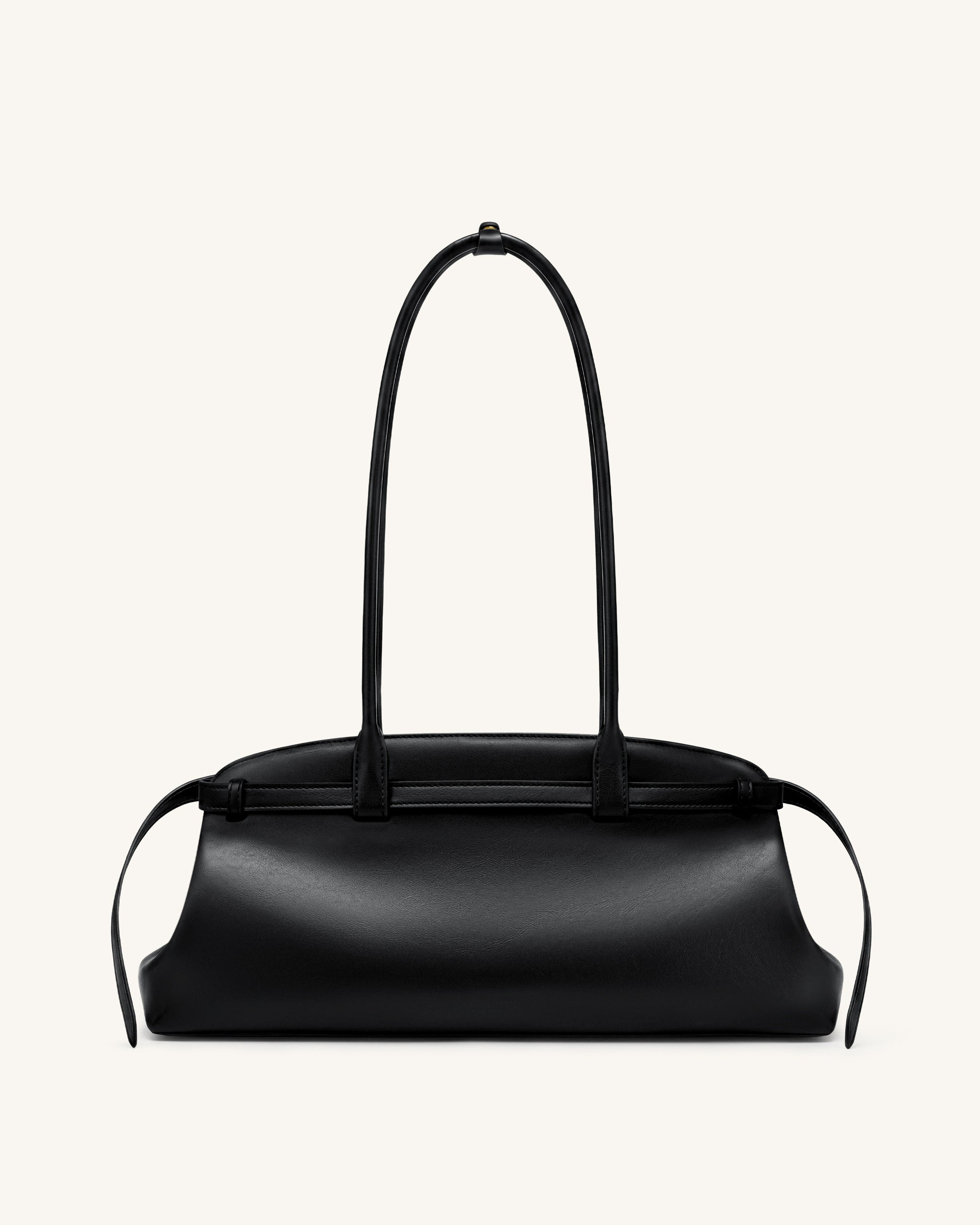 Arden Belt Detail East-West Shoulder Bag - Black - Image 3