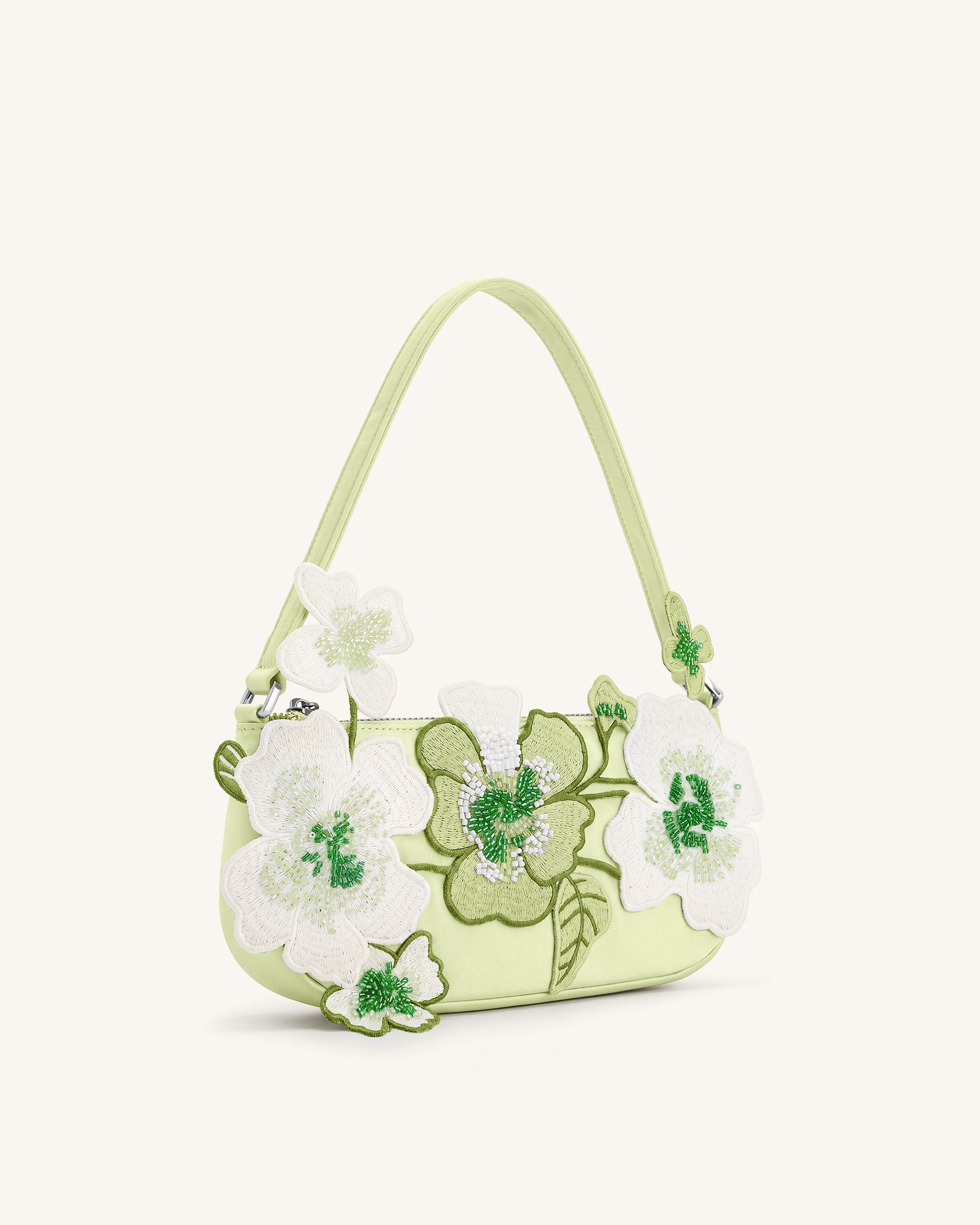 Leona Bead Embellished Shoulder Bag - Light Green - Image 2