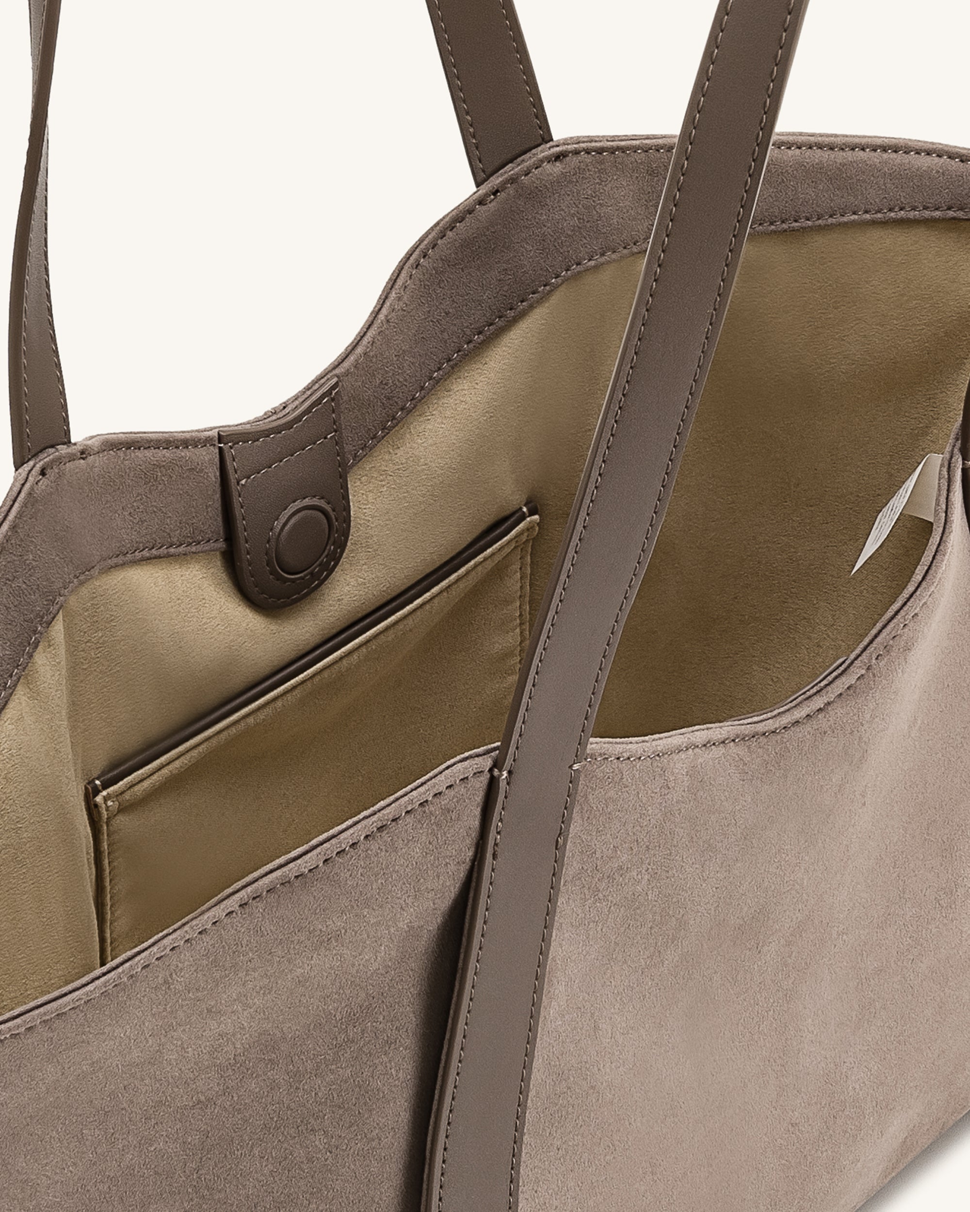 Kiana Large Capacity Faux Suede Tote Bag - Taupe - Image 4