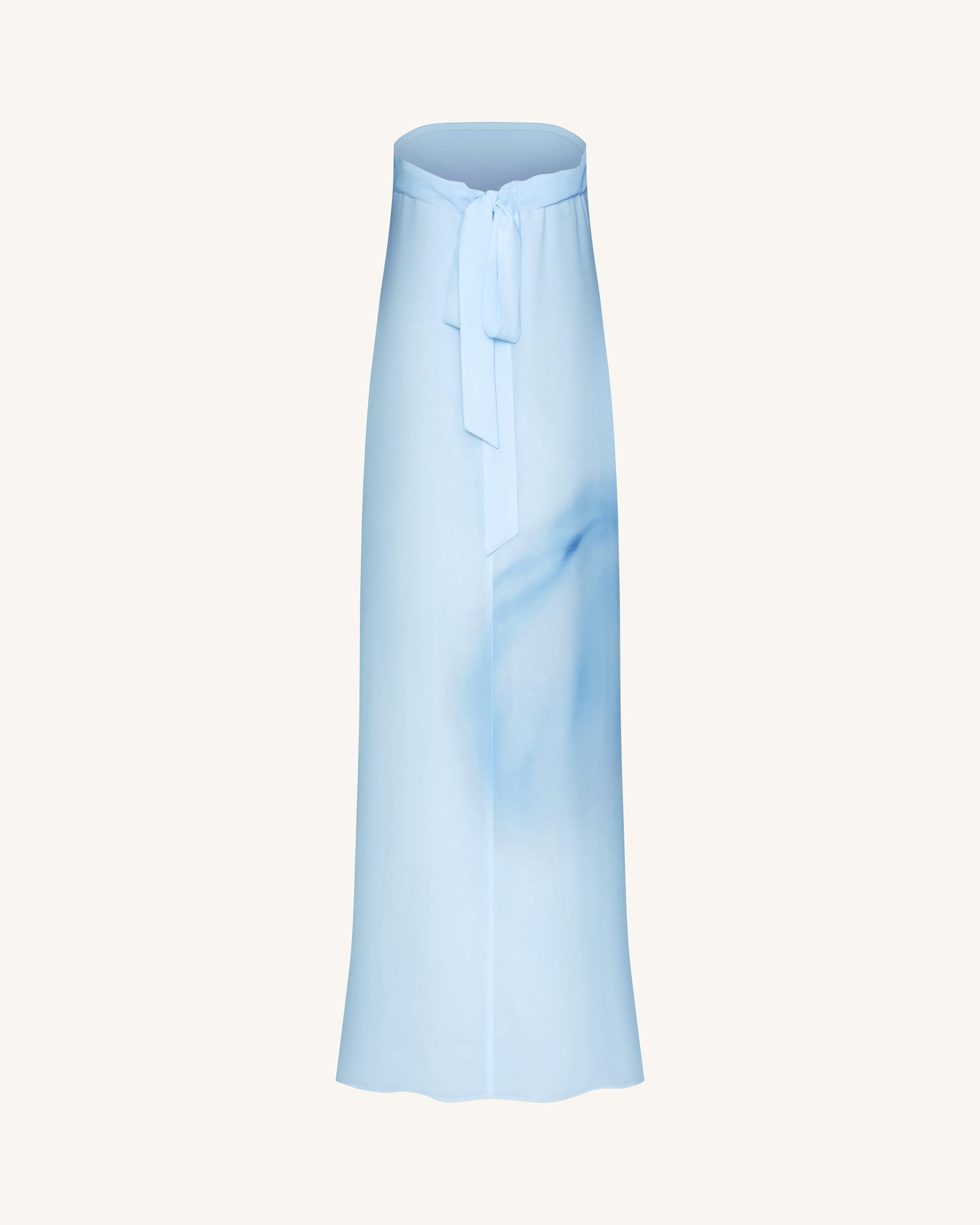 Watercolor Floral Print Strapless Maxi Dress - Blue - Image 4