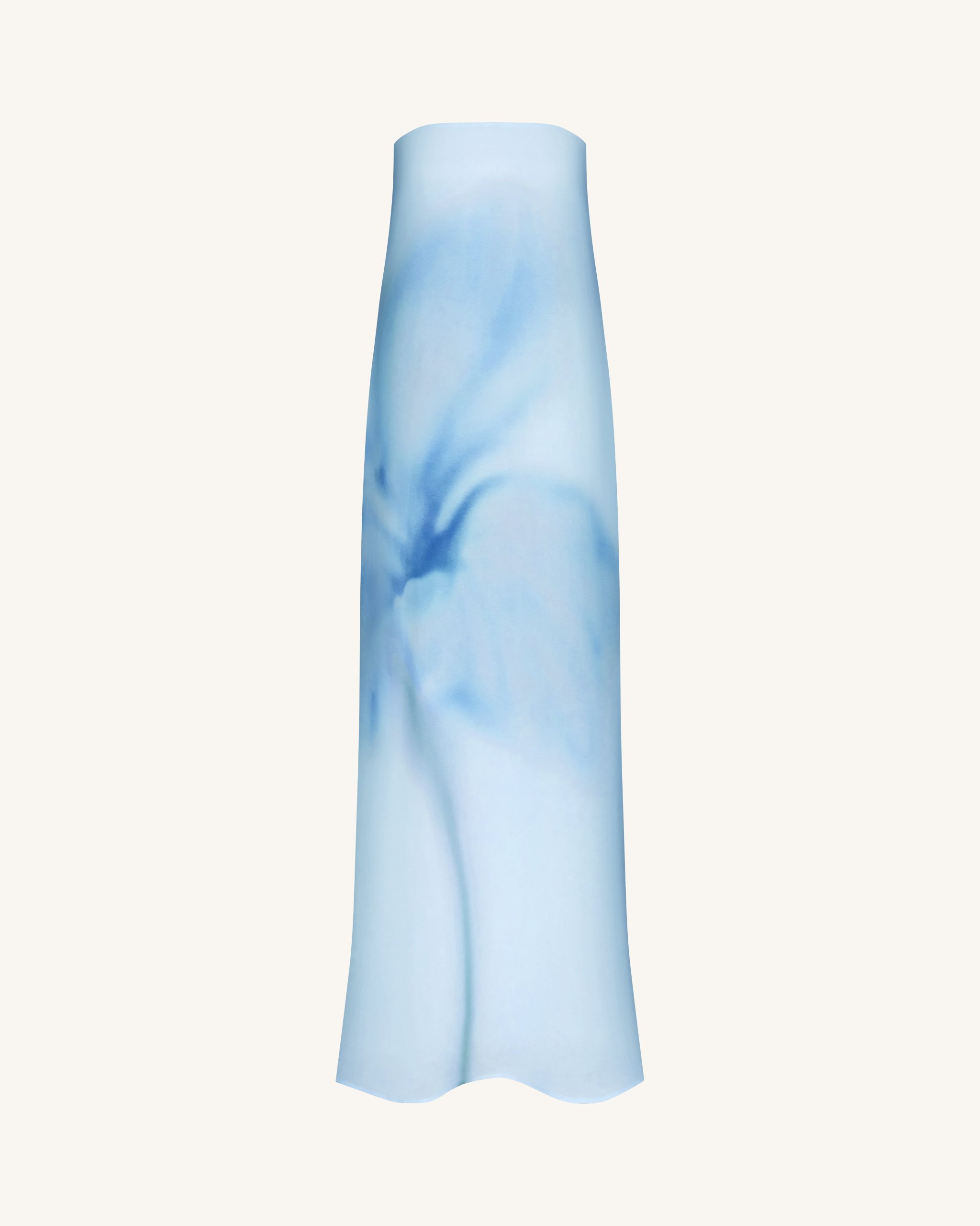 Watercolor Floral Print Strapless Maxi Dress - Blue - Image 3