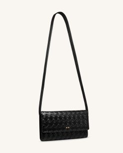 Alternative view of Woven Texture Flap Wallet - Black