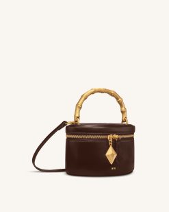 Alternative view of Natalie Metal Geometric Pendant Handle Bag - Dark Brown