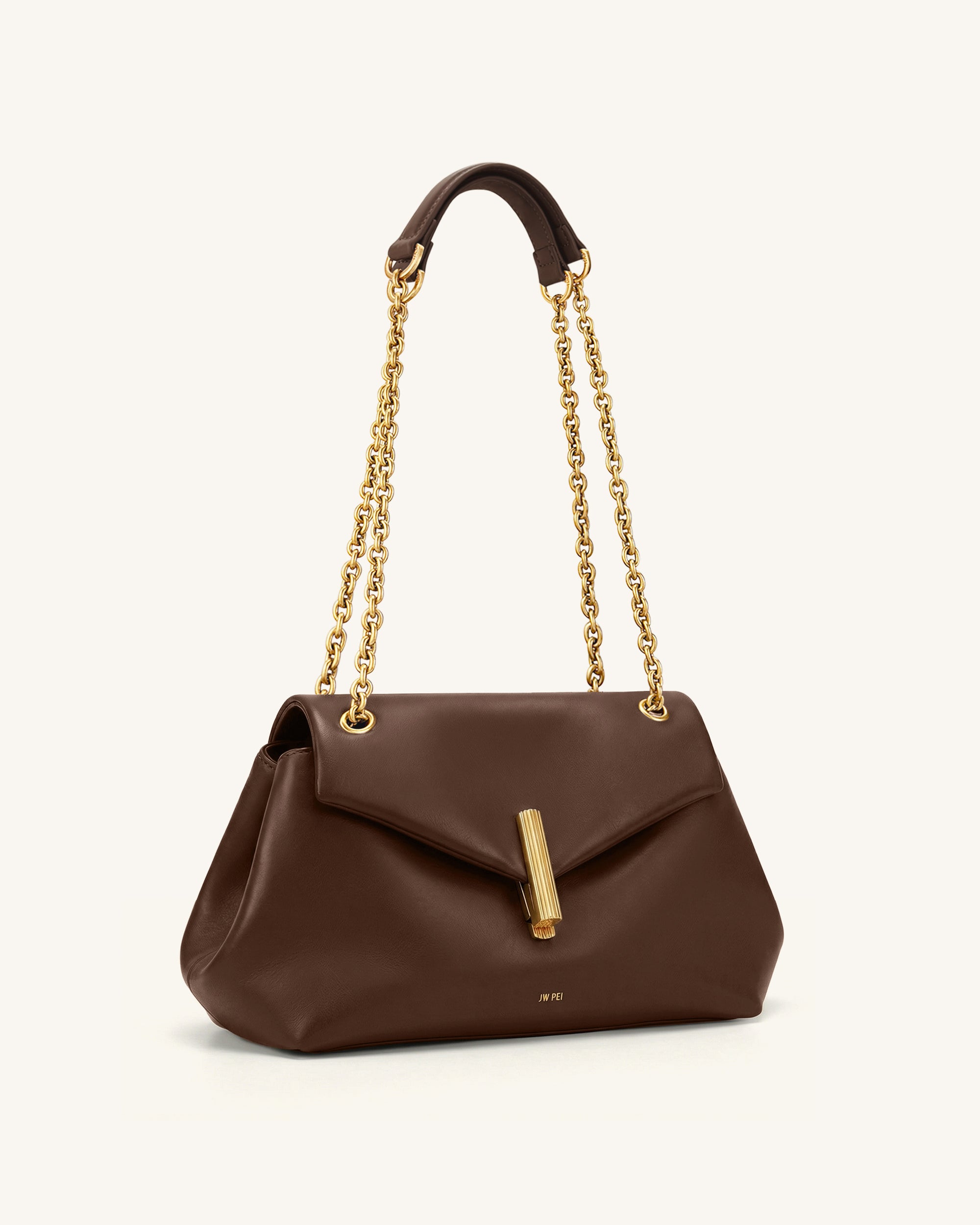 Valerie Chain Flap Shoulder Bag - Dark Brown - Image 2