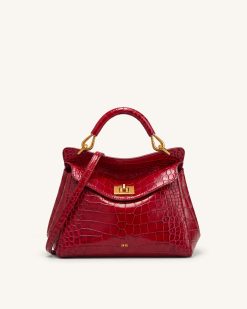 Lucia Classic Top Handle Bag - Burgundy Croc