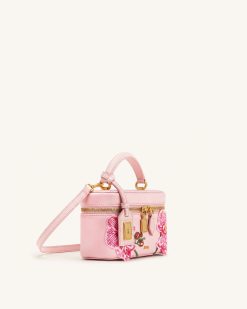 Alternative view of Cleo Embroidered Box Shape Top Handle Bag - Sakura Pink