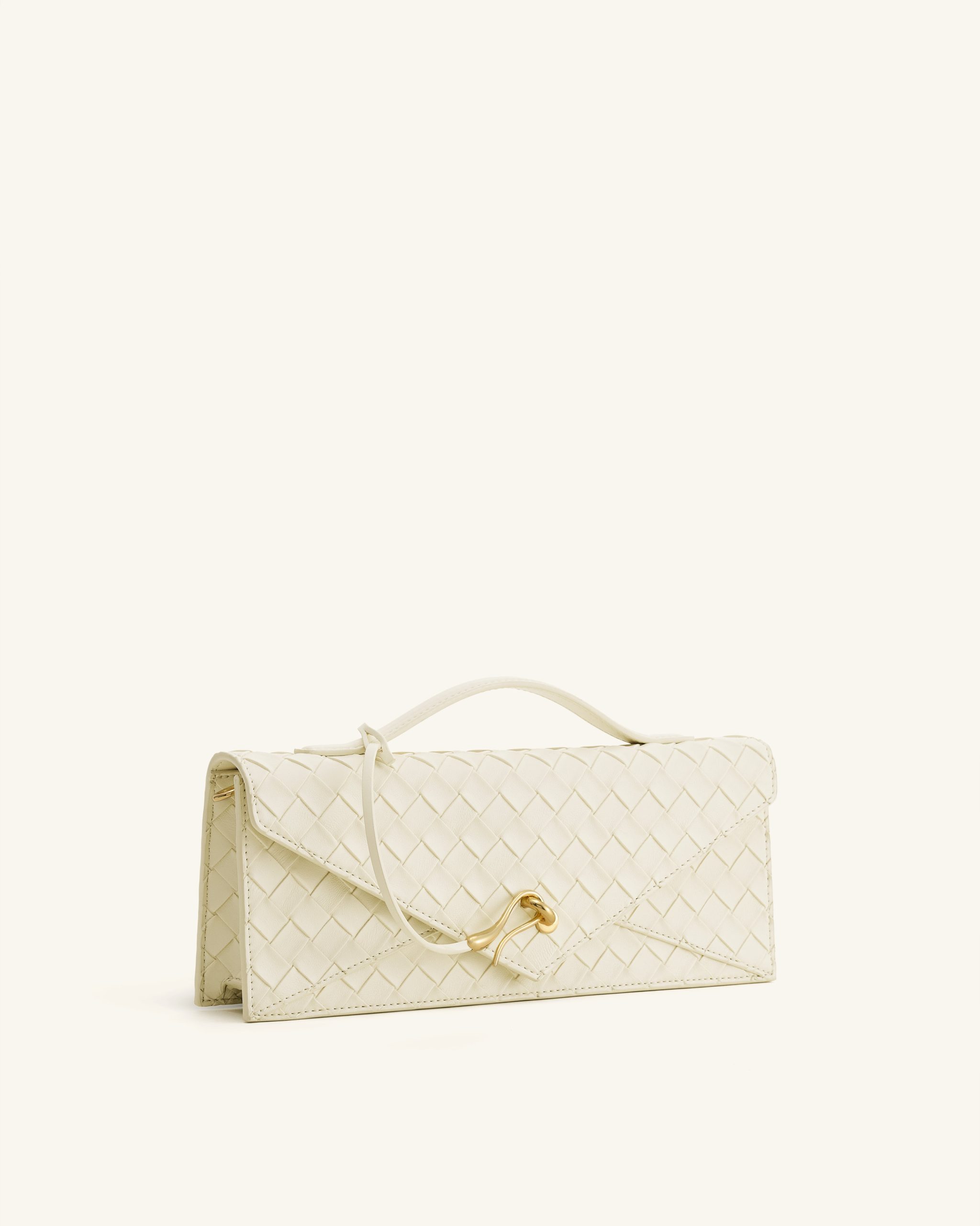 Celeste Woven Textured Envelope Top Handle Bag - Ivory - Image 2
