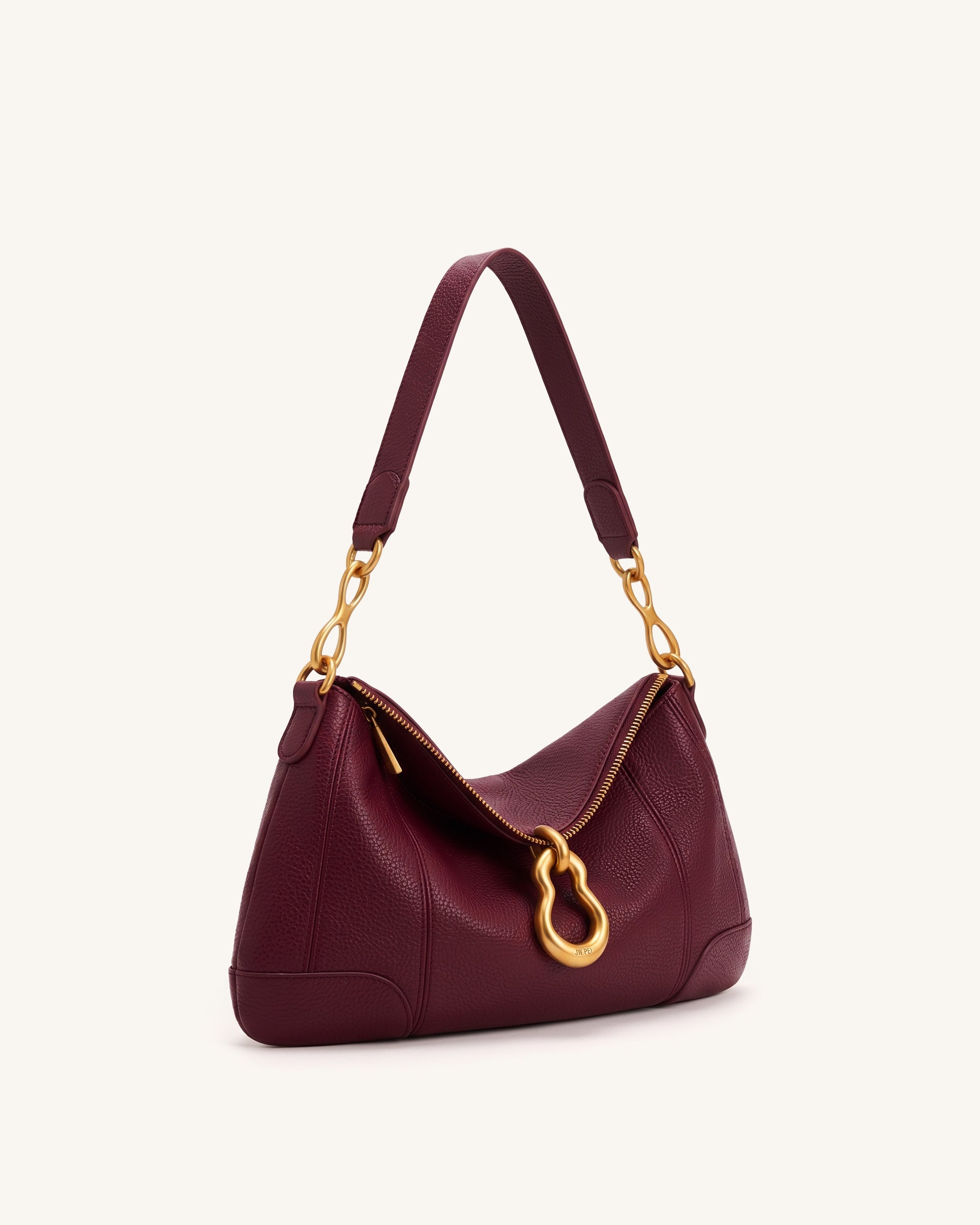 Jayla Metal Pendant Embellished Shoulder Bag - Burgundy - Image 2