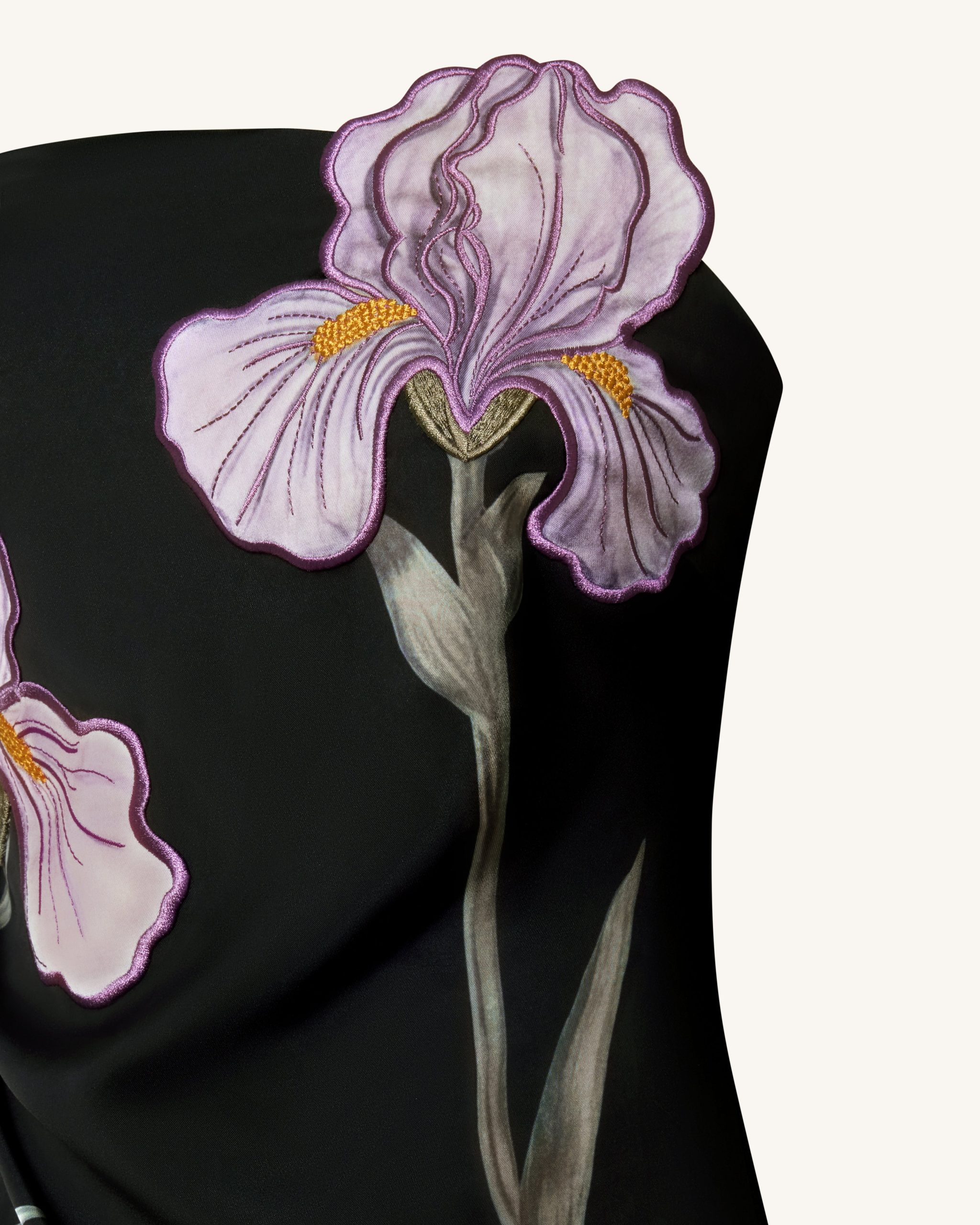 Iris Floral-Appliqué Strapless Maxi Dress - Black - Image 5