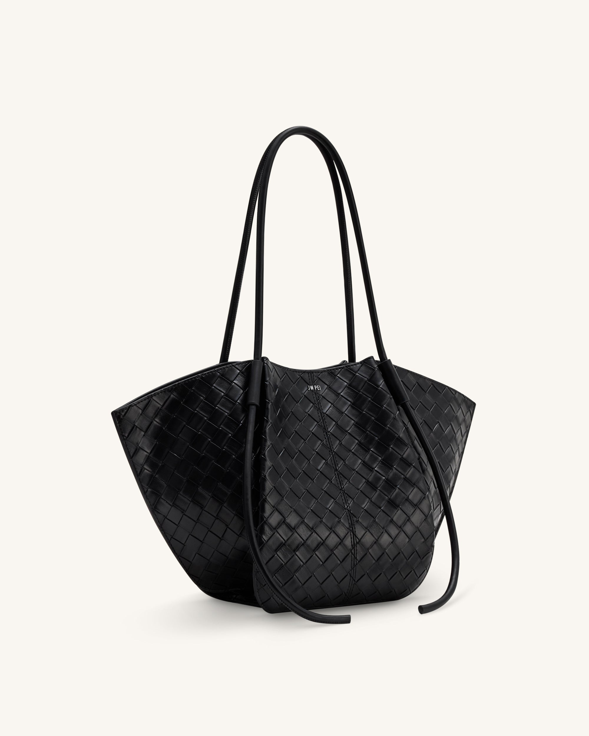 Nala Wide Weave Texture Tote Bag - Black - Image 2