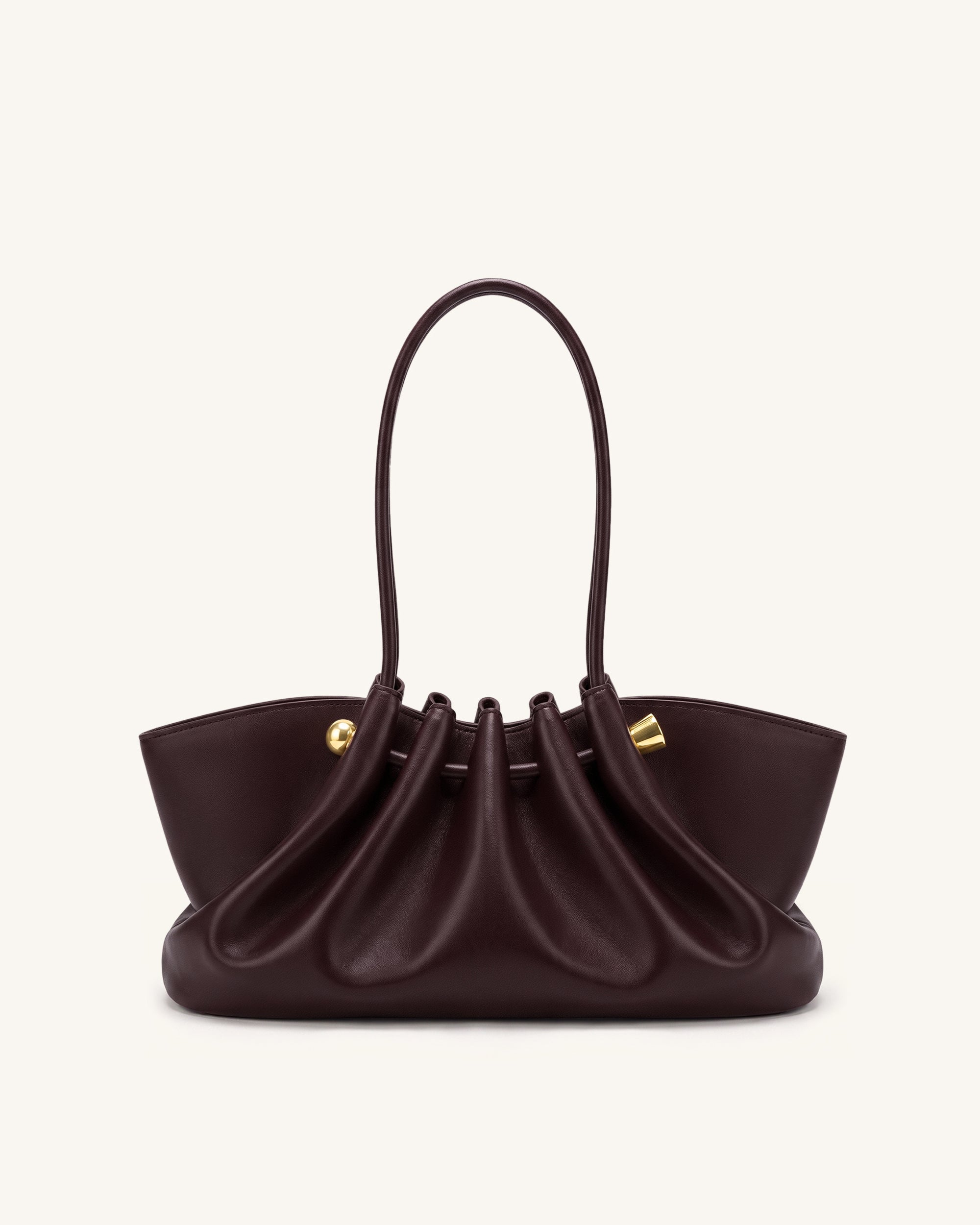 Naomi Gathered Long Handle Shoulder Bag - Deep Burgundy - Image 3