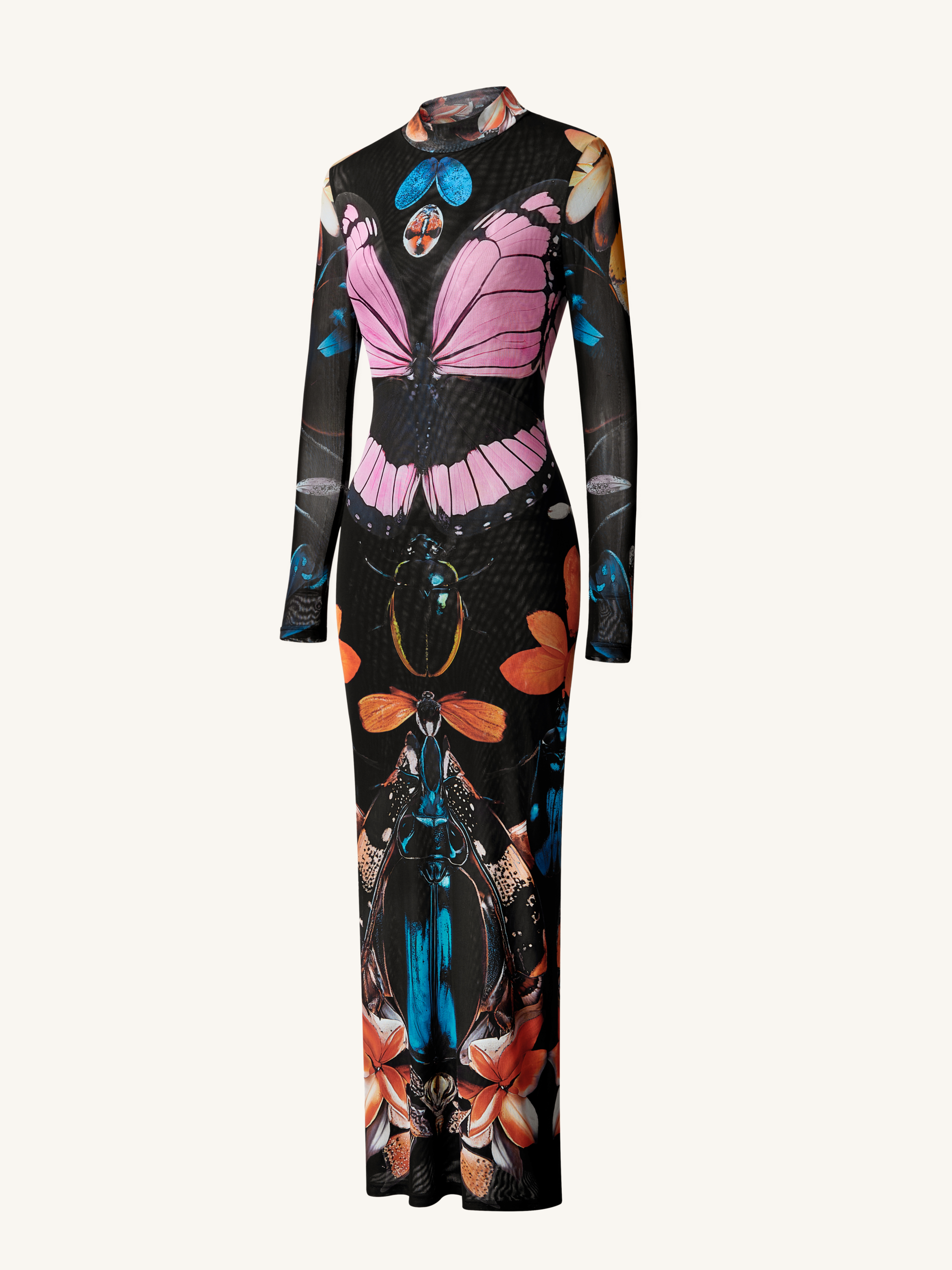 Double-layered Mesh Sheer Butterfly and Beetle Gown - Multicolor - Image 3