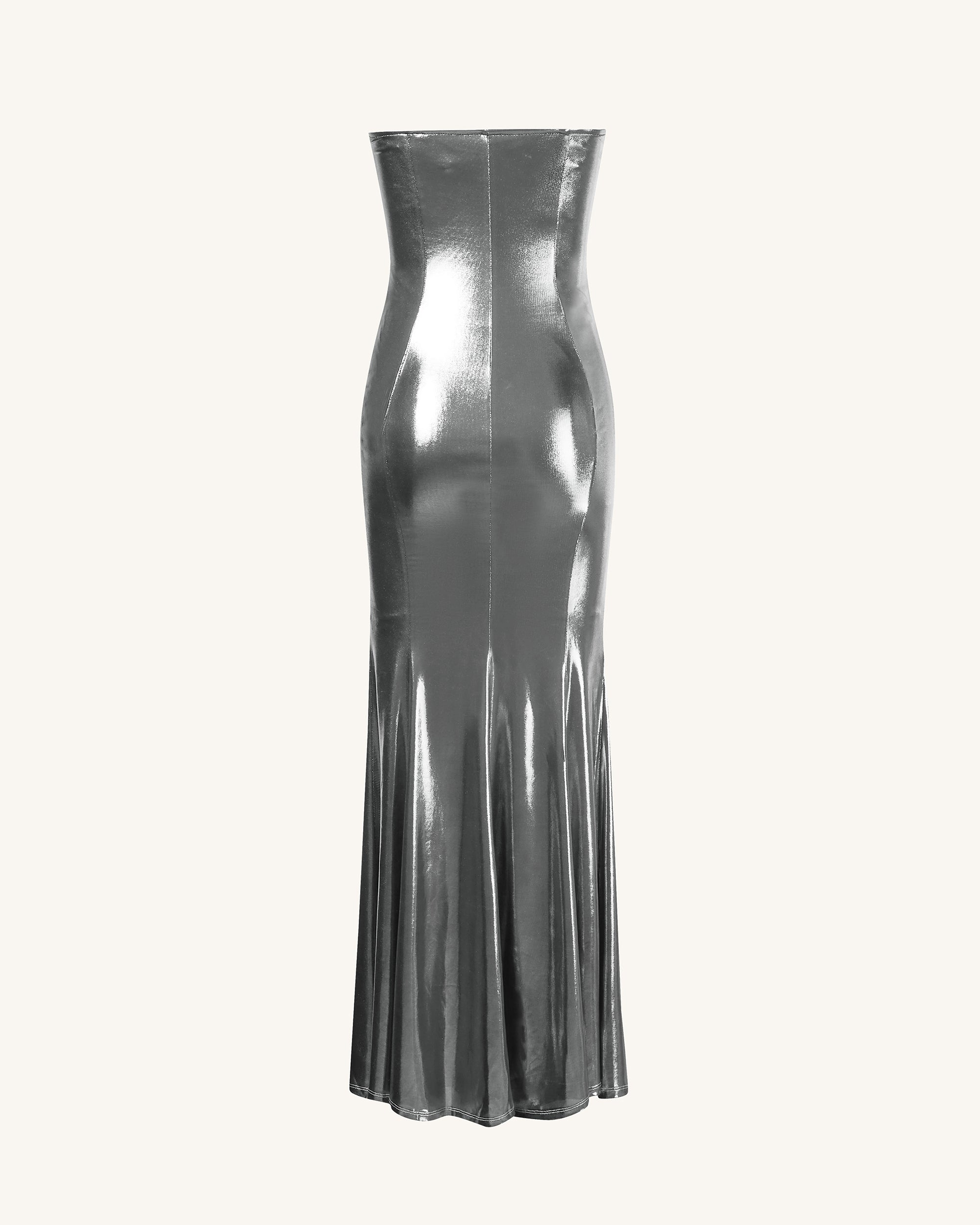 Olivia Silver Maxi Tube Dress - Silver - Image 5