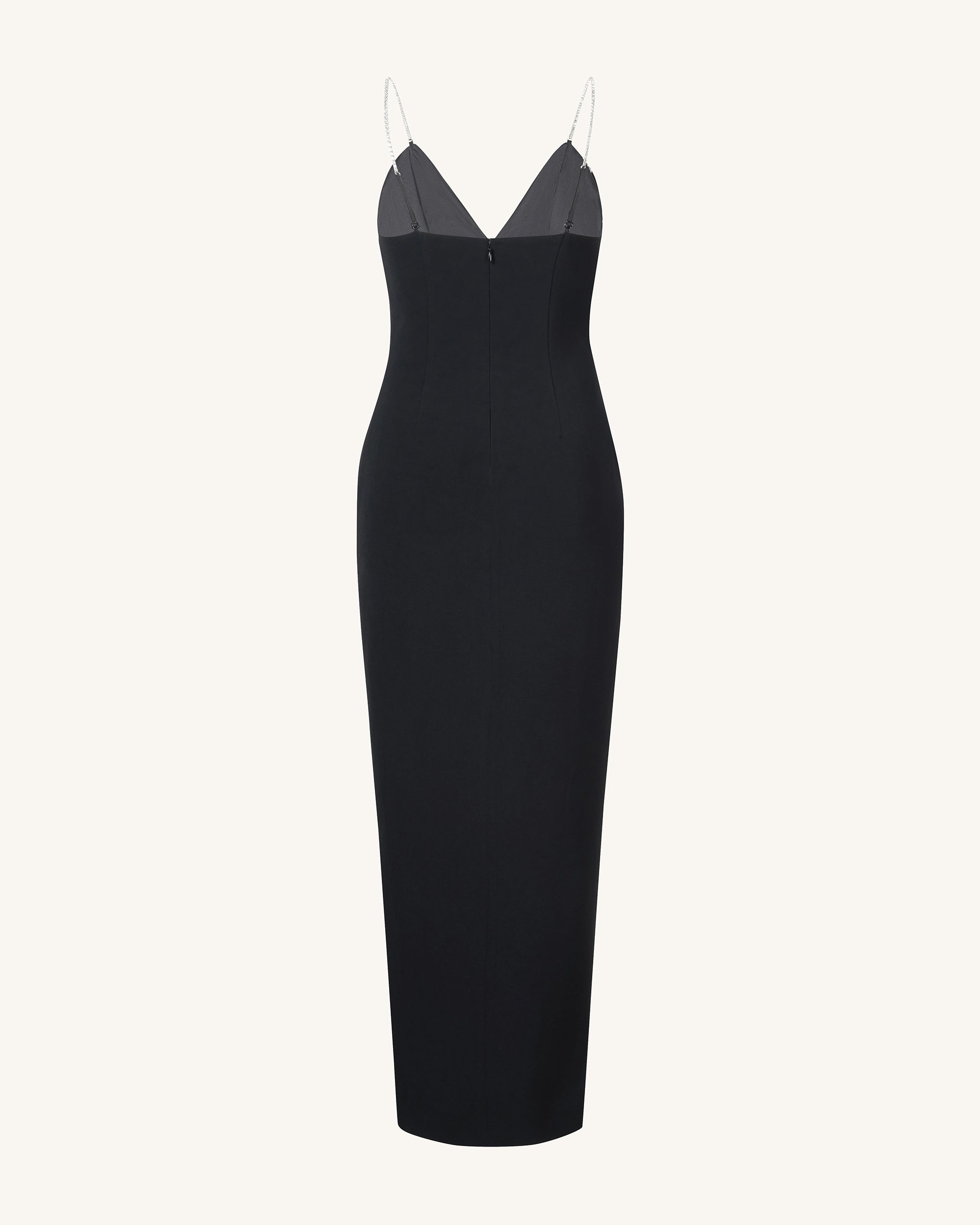 Ayliua Sweetheart-Neckline Rhinestones Embellished Black Long Dress - Black - Image 5