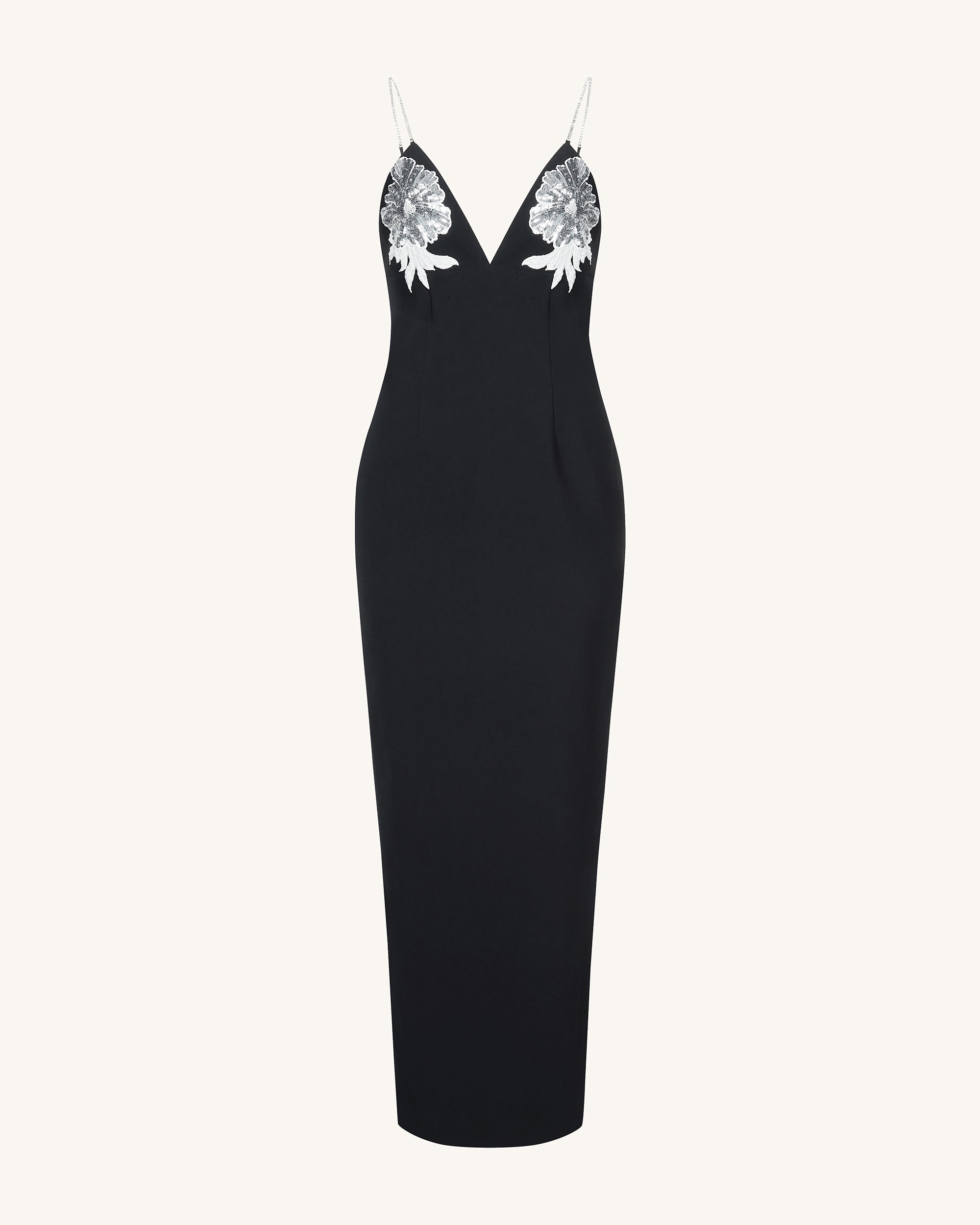 Ayliua Sweetheart-Neckline Rhinestones Embellished Black Long Dress - Black - Image 4