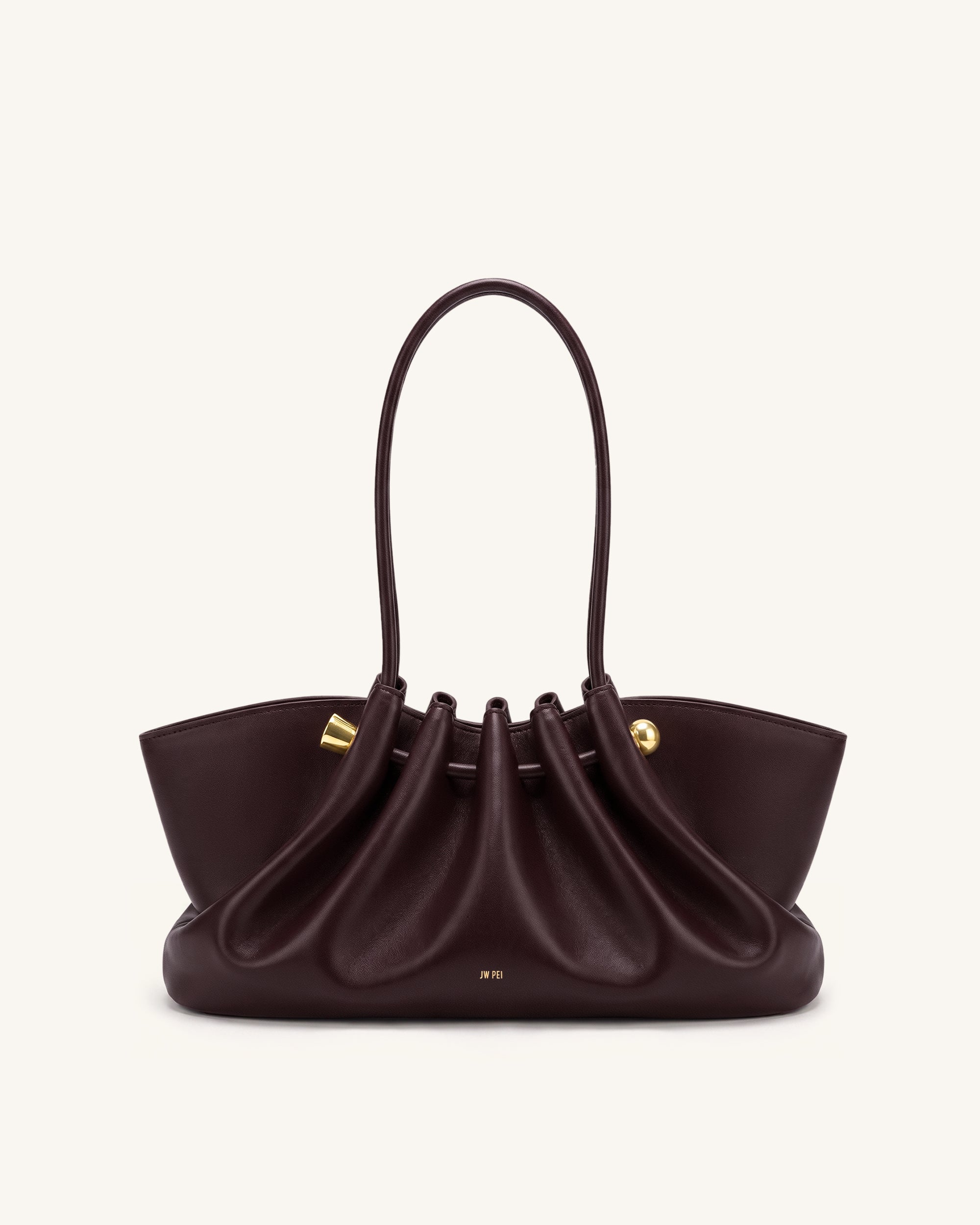 Naomi Gathered Long Handle Shoulder Bag - Deep Burgundy