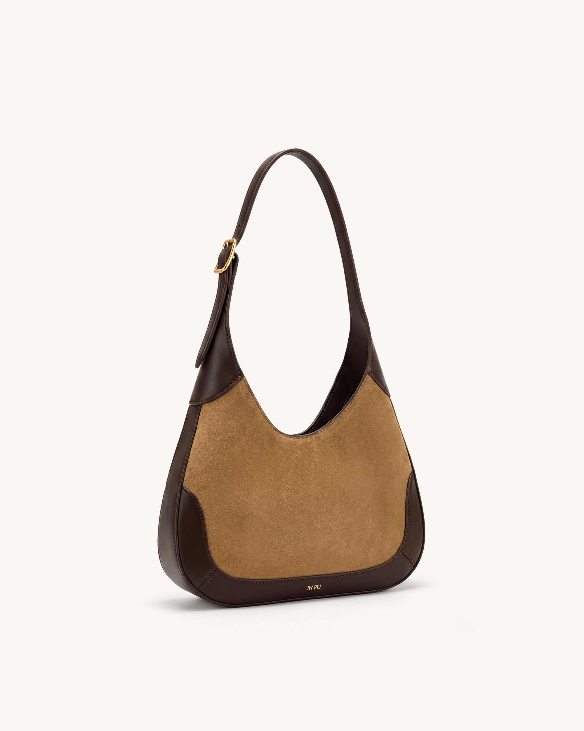 Willow Faux Suede Trim Hobo Bag - Brown - Image 2