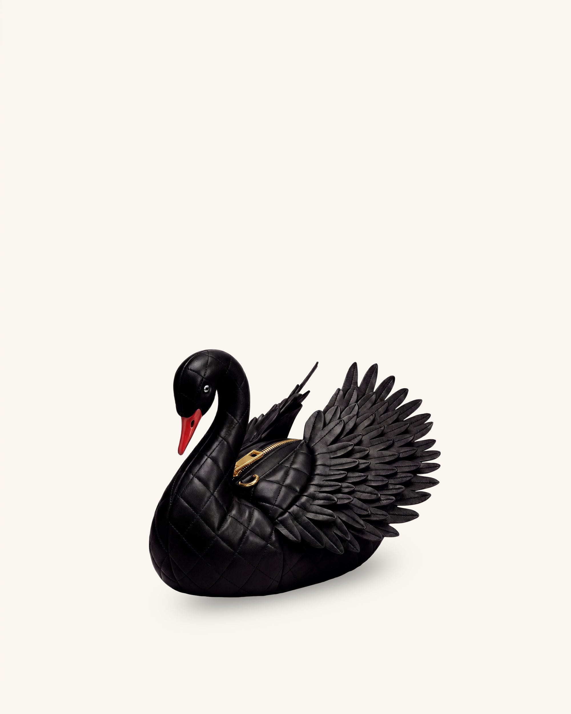 Alani Quilting Swan Shaped Crossbody Bag - Black